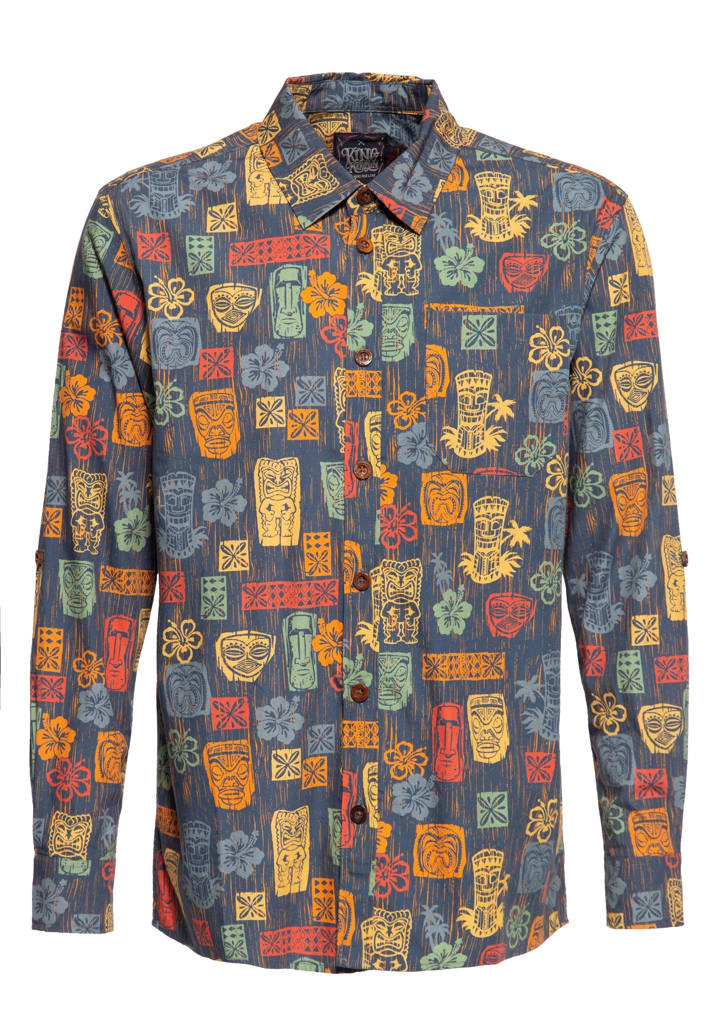 Allover Printed Hemd «Tiki's» Hemden - Langarm von King Kerosin