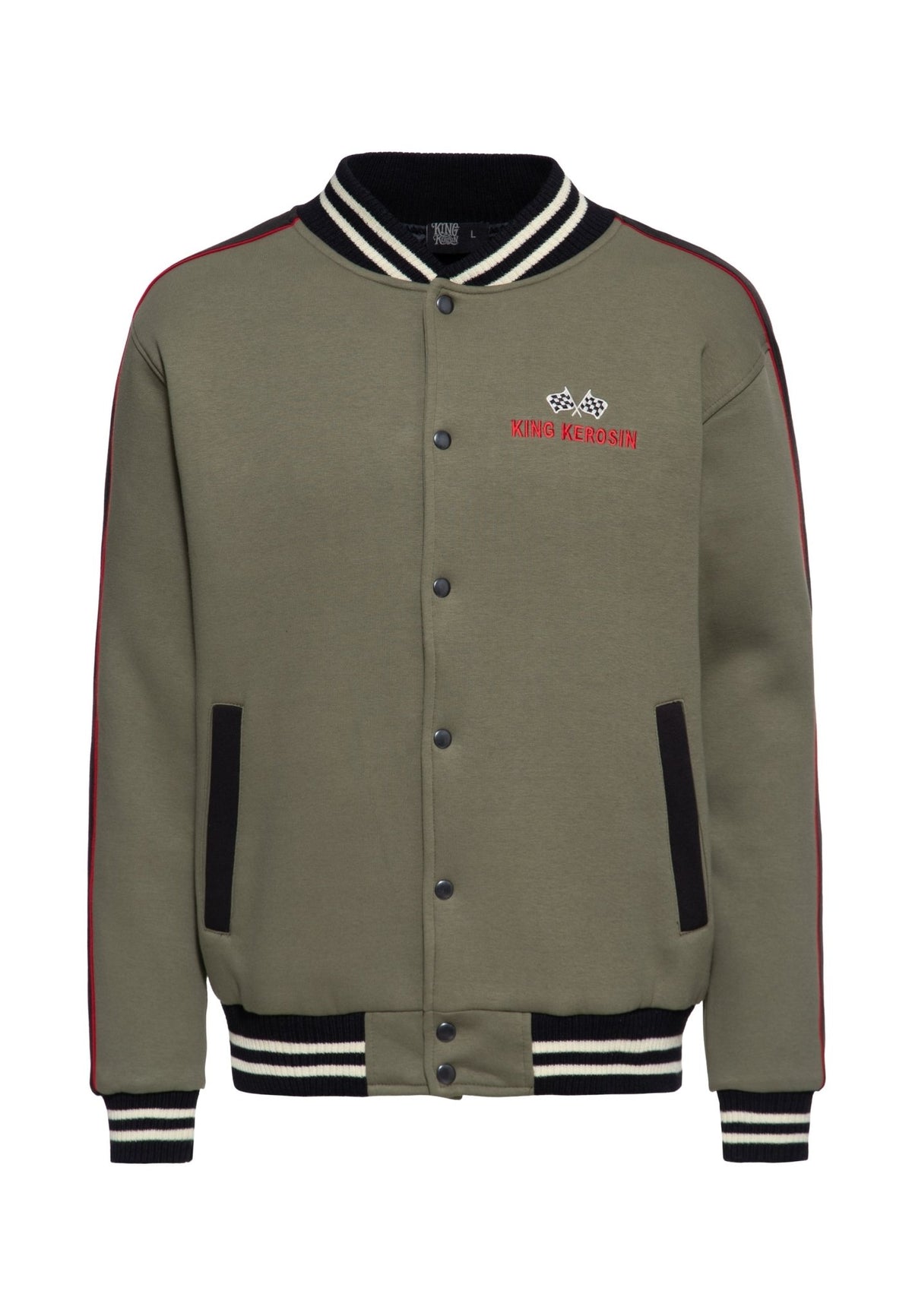 Collegejacke 'All Gas No Brakes' in Olivgrün – College & Baseball Jacken von King Kerosin - Ansicht 1