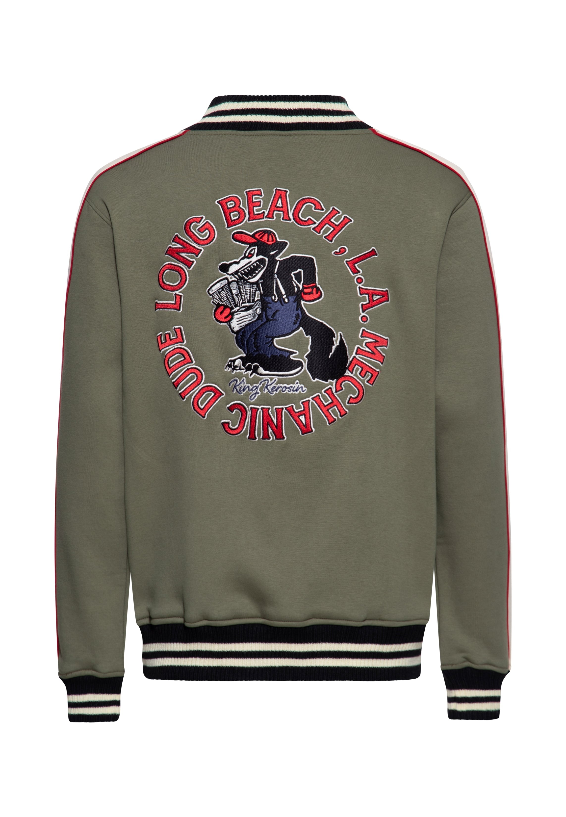 Collegejacke 'Mechanic Dude' in Khaki College & Baseball Jacken von King Kerosin