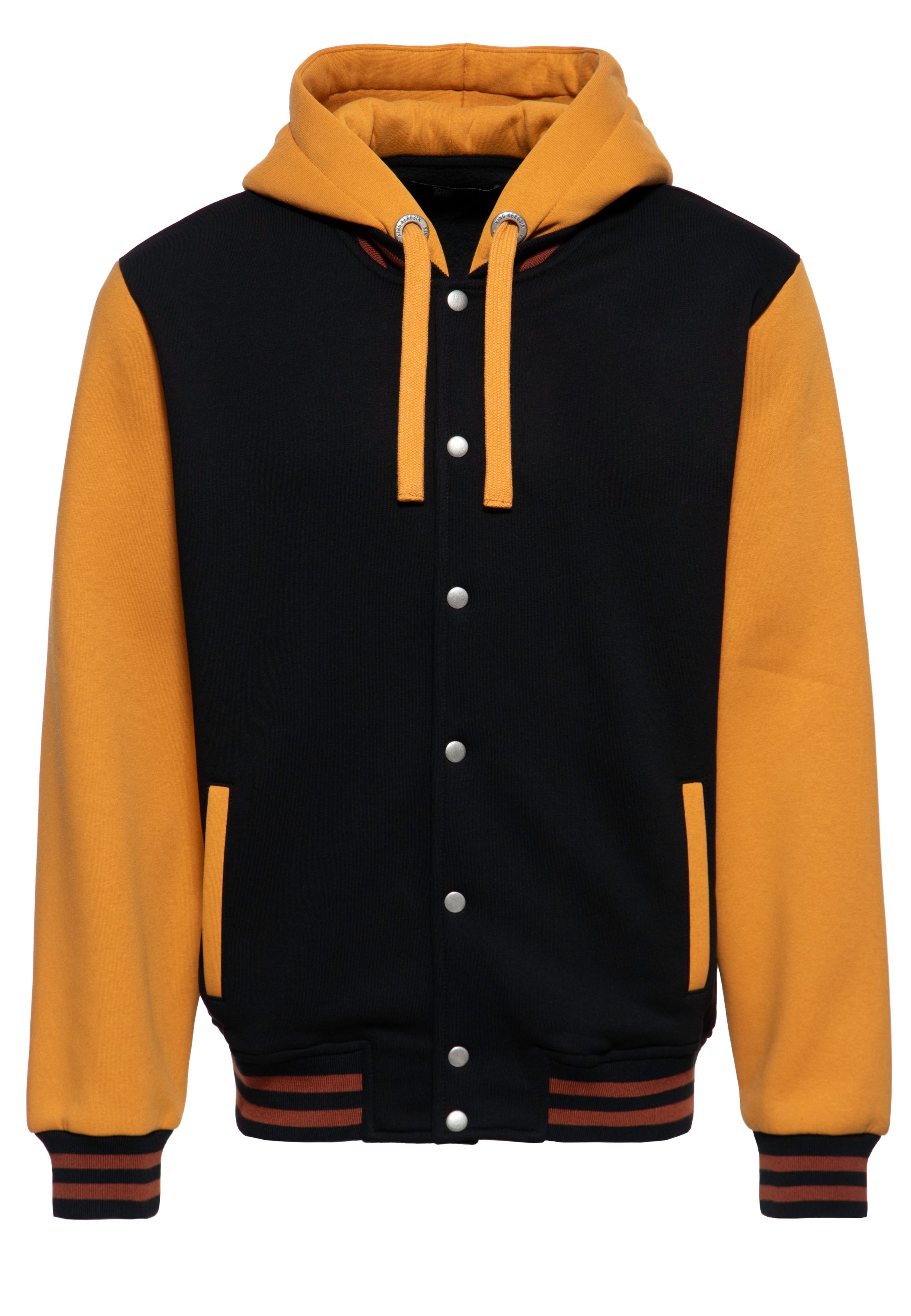 Collegejacke mit Kapuze in Schwarz College & Baseball Jacken von King Kerosin