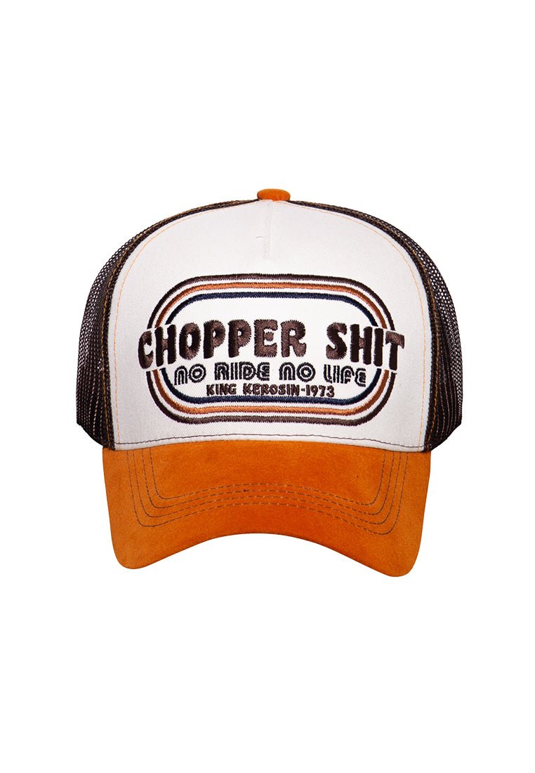 Coole Trucker Cap mit Front - Stickerei und Schirm in Samt - Optik «No Ride No Life» Trucker Cap von King Kerosin
