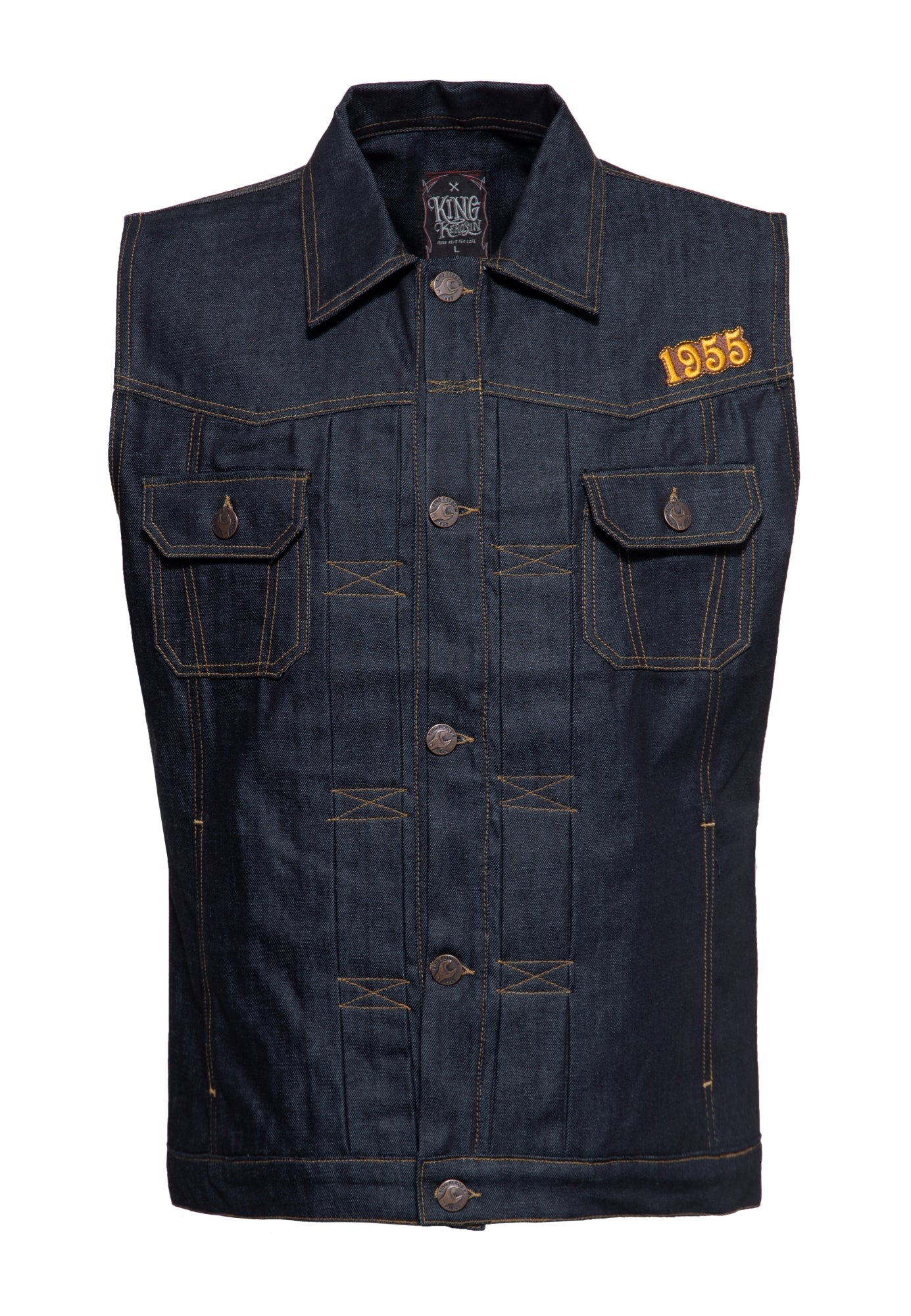 King Kerosin - Denim Weste Stickerei «RnR Rebel»