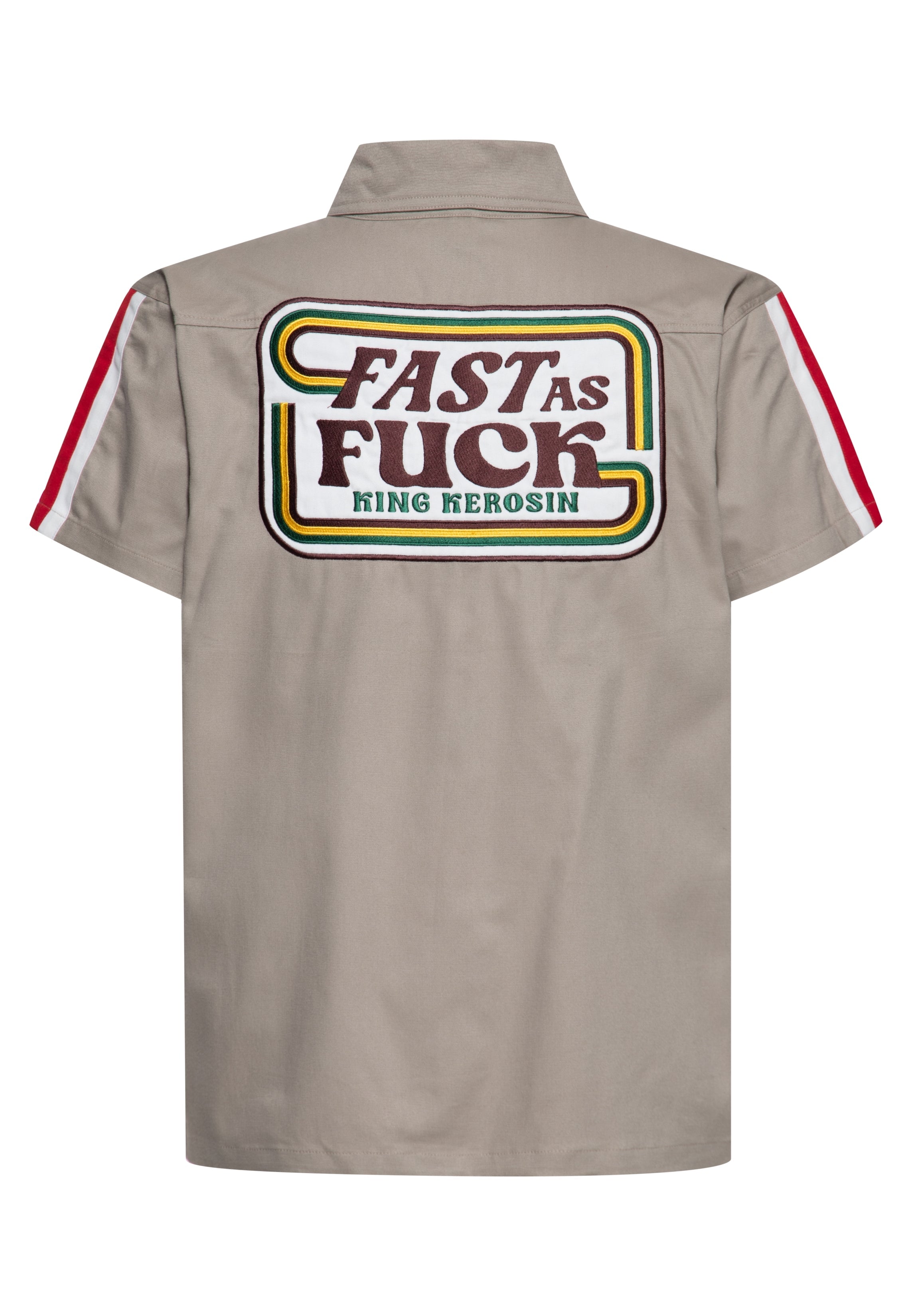 Dragstrip Hemd 'Fast As Fuck' in Khaki Hemden - Kurzarm von King Kerosin