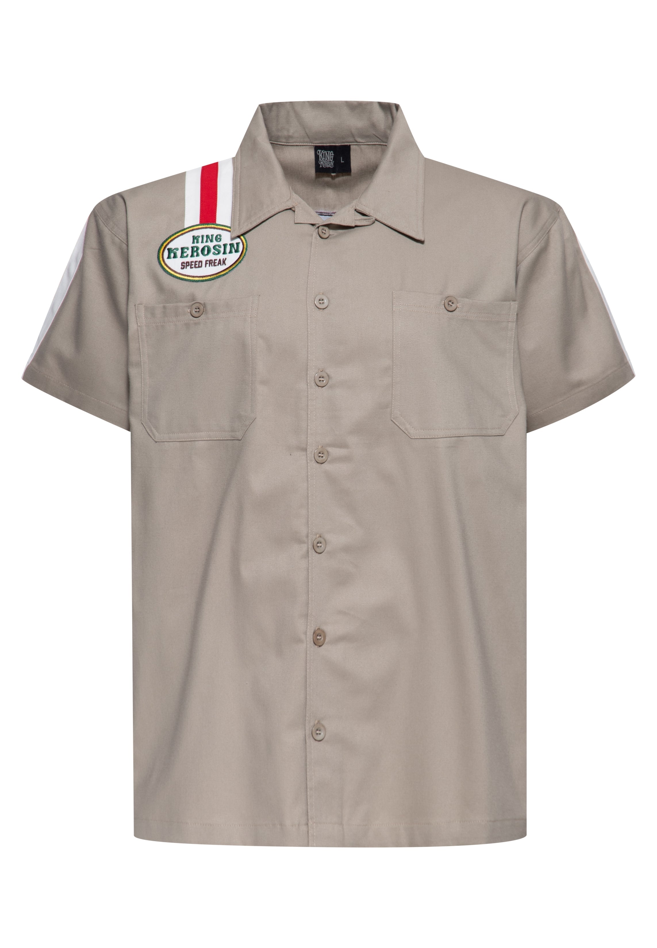 Dragstrip Hemd 'Fast As Fuck' in Khaki Hemden - Kurzarm von King Kerosin