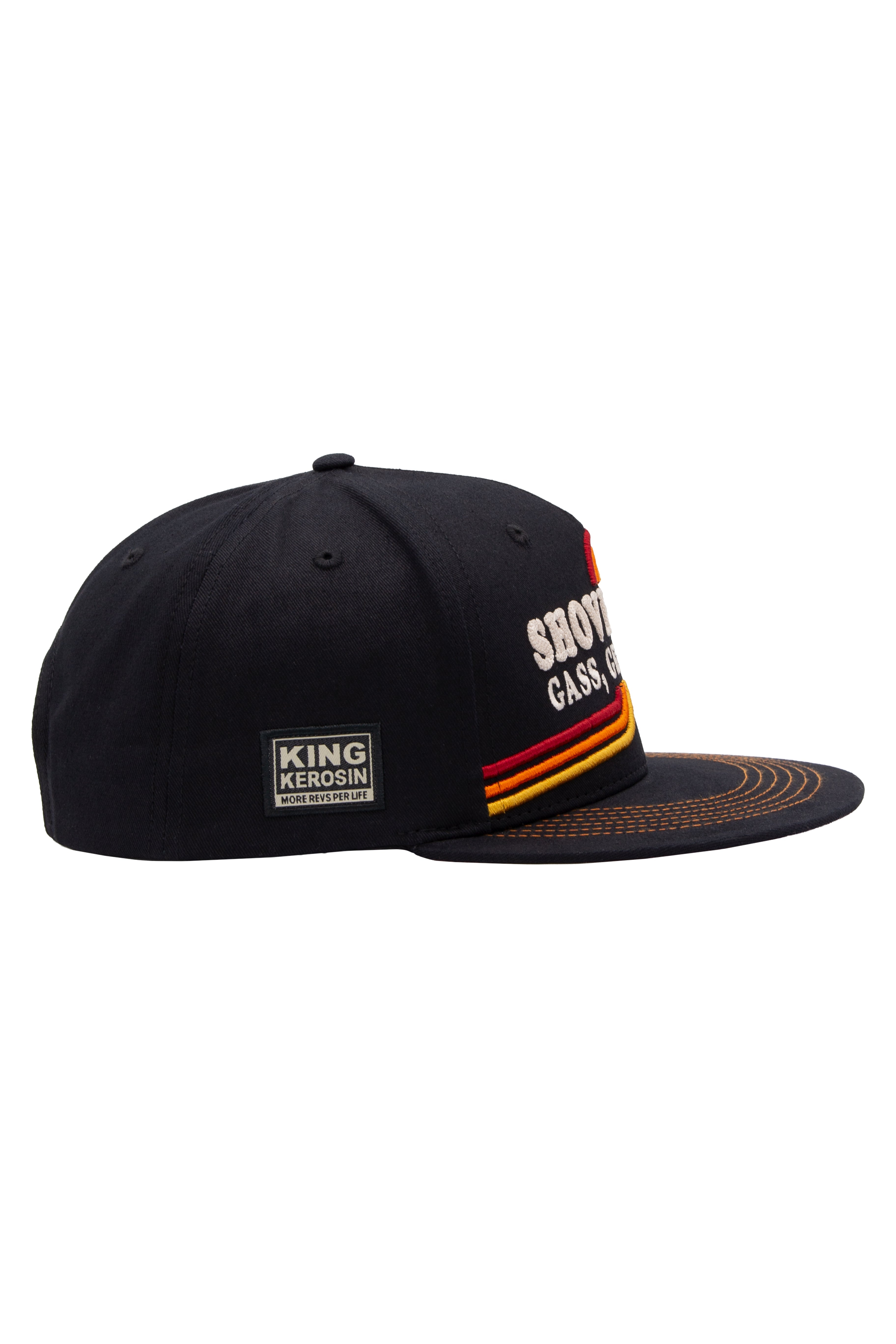 Flat Brim Cap 'Shovelhead' in Schwarz Snapback Cap von King Kerosin