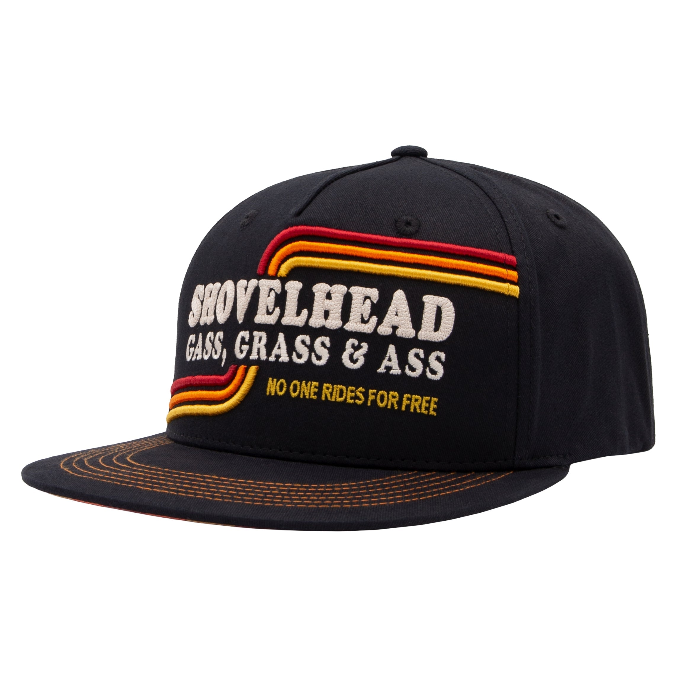 Flat Brim Cap 'Shovelhead' in Schwarz Snapback Cap von King Kerosin