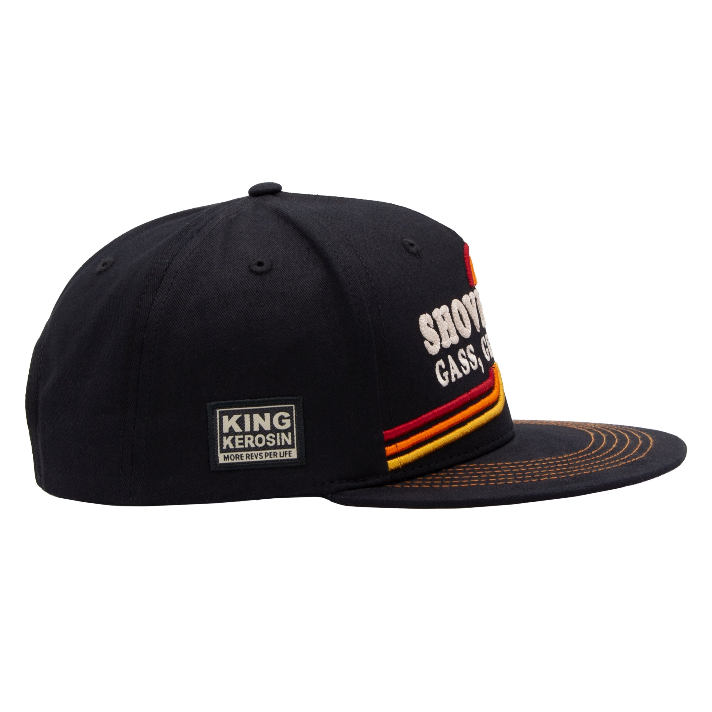 Flat Brim Cap 'Shovelhead' in Schwarz Snapback Cap von King Kerosin