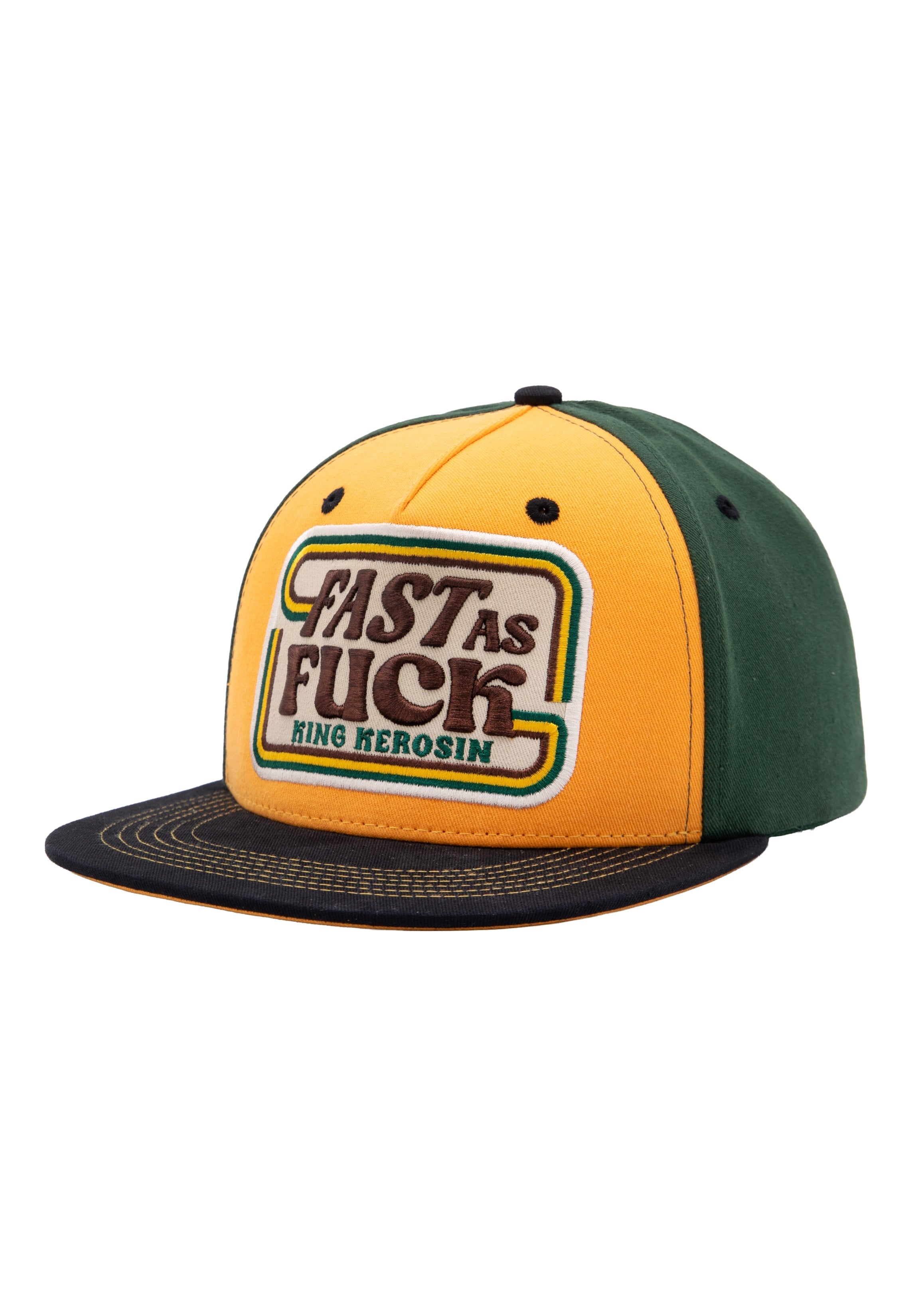 Flatbrim Cap 'Fast As Fuck' in Gelb Snapback Cap von King Kerosin