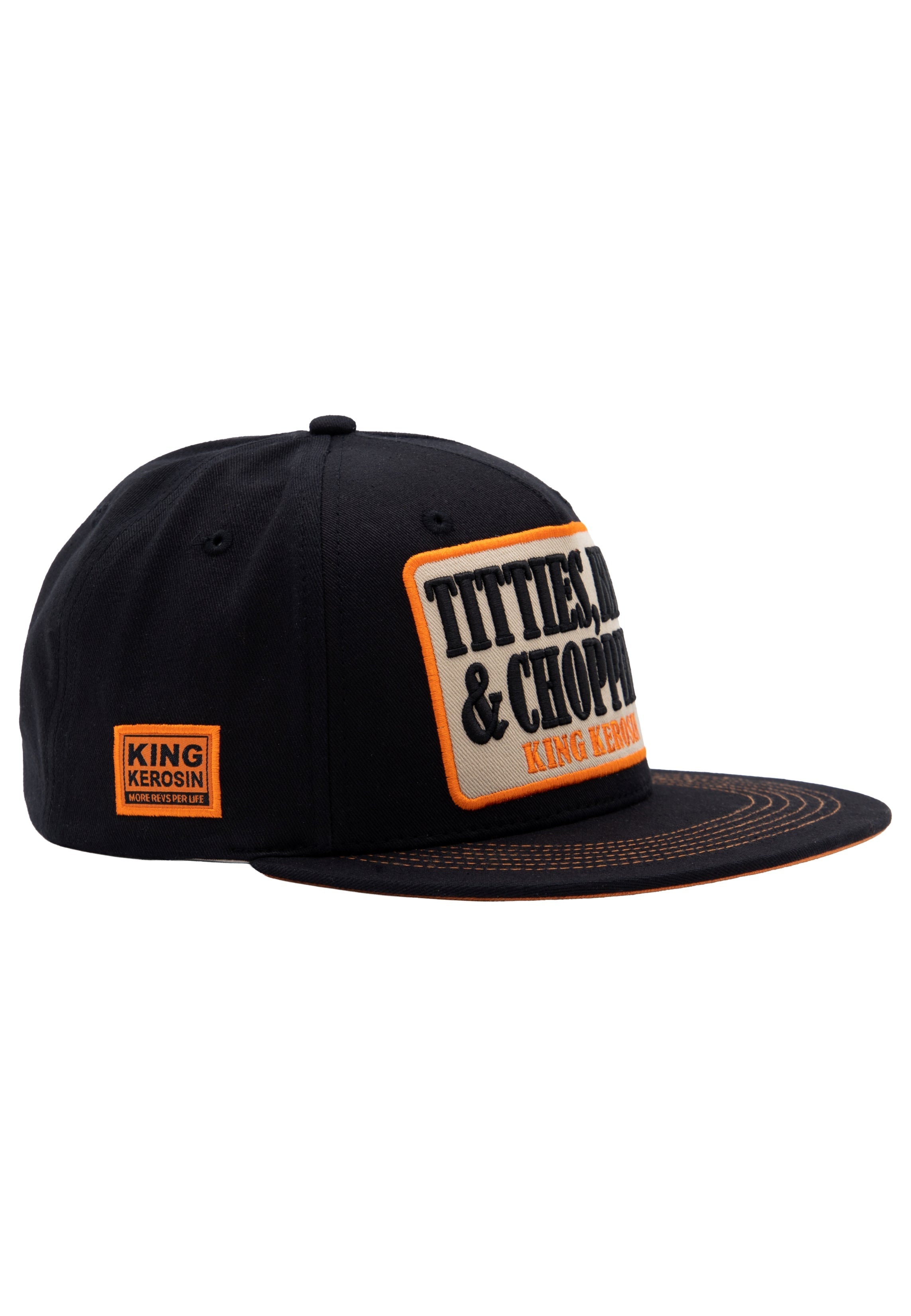 Flatbrim Cap 'Titties, Beer & Choppers' in Schwarz Snapback Cap von King Kerosin