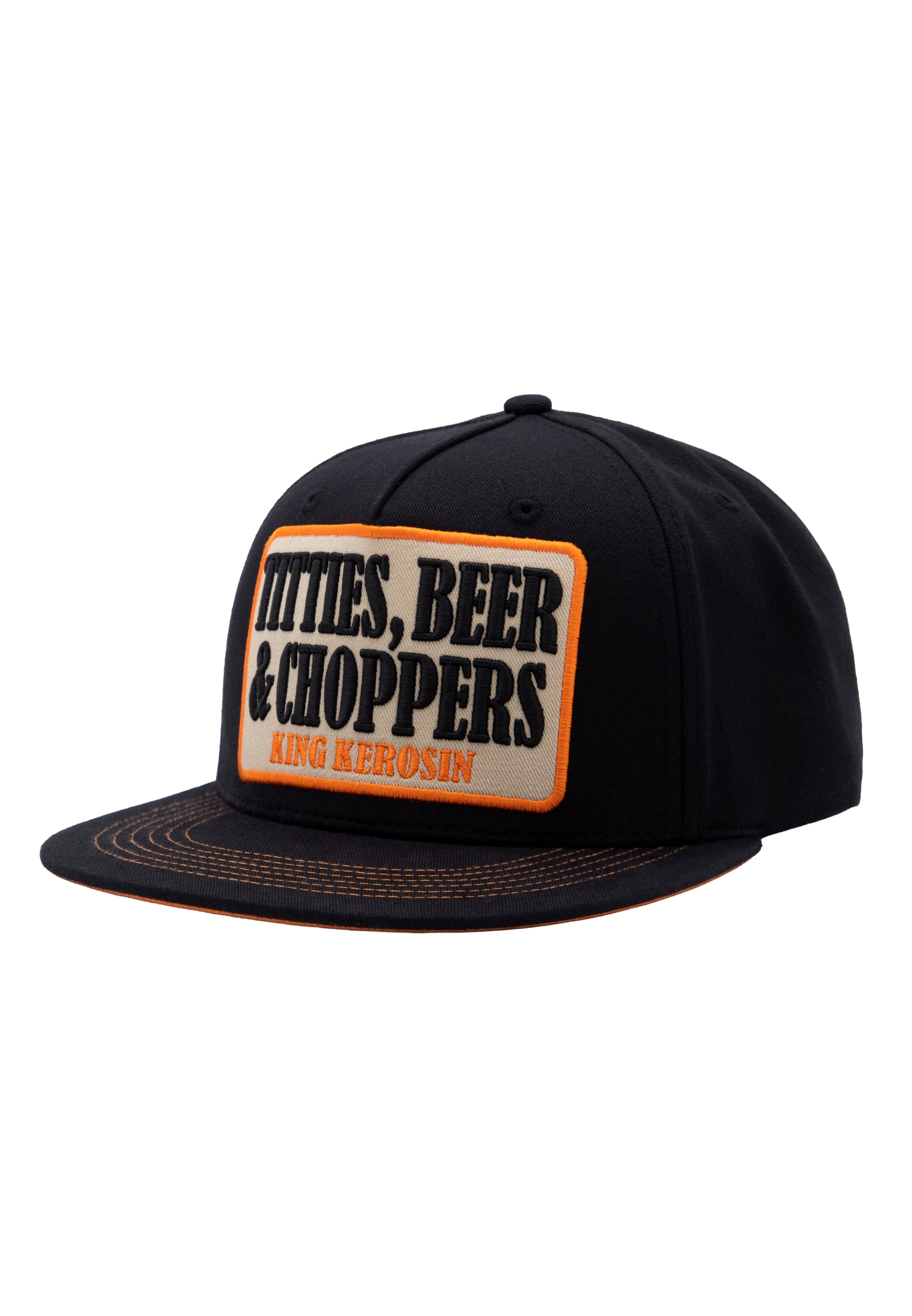 Flatbrim Cap 'Titties, Beer & Choppers' in Schwarz Snapback Cap von King Kerosin