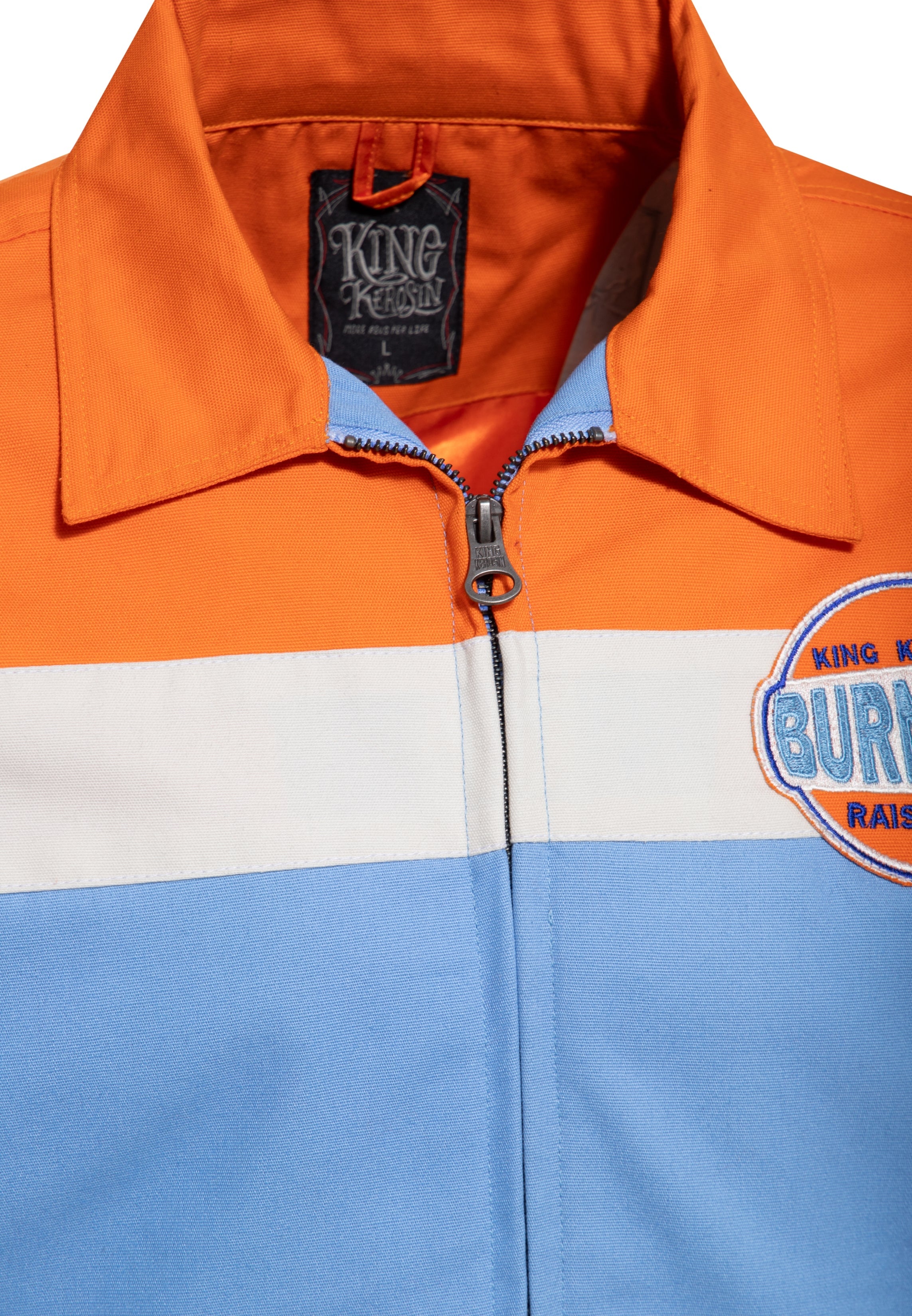 Gabardine Jacke 'Burn Gas' in Hellblau Leichte Jacken von King Kerosin