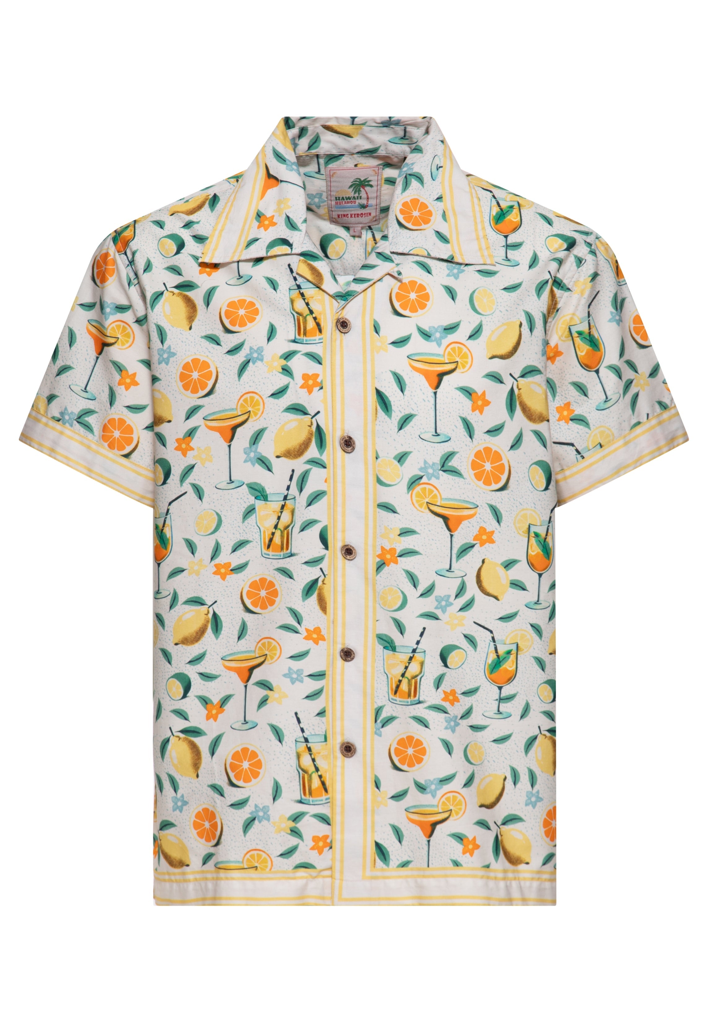 Hawaiihemd 'Citrus Cocktail' in Offwhite Hemden - Kurzarm von King Kerosin