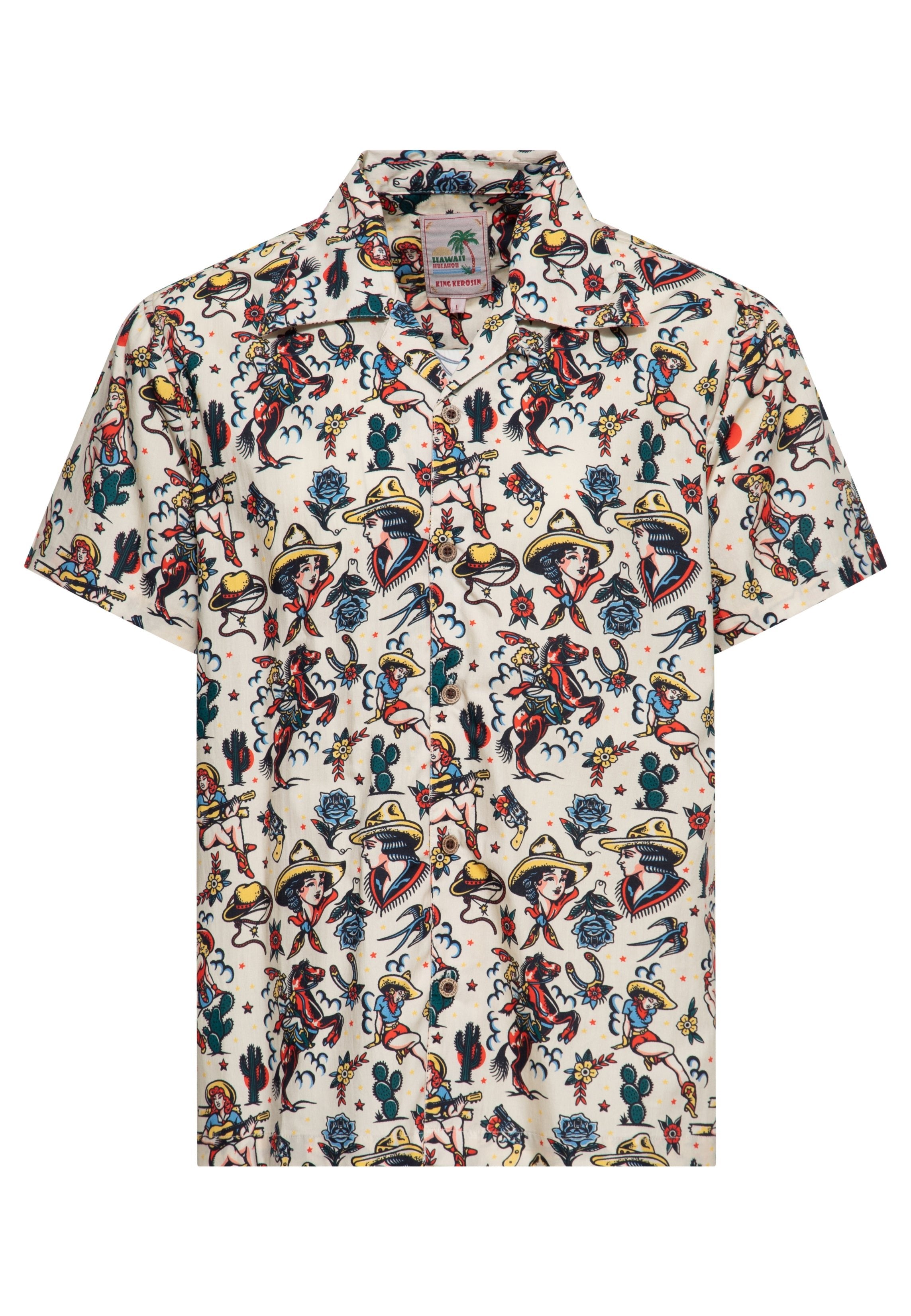 Hawaiihemd 'Cowgirl' in Offwhite Hemden - Kurzarm von King Kerosin