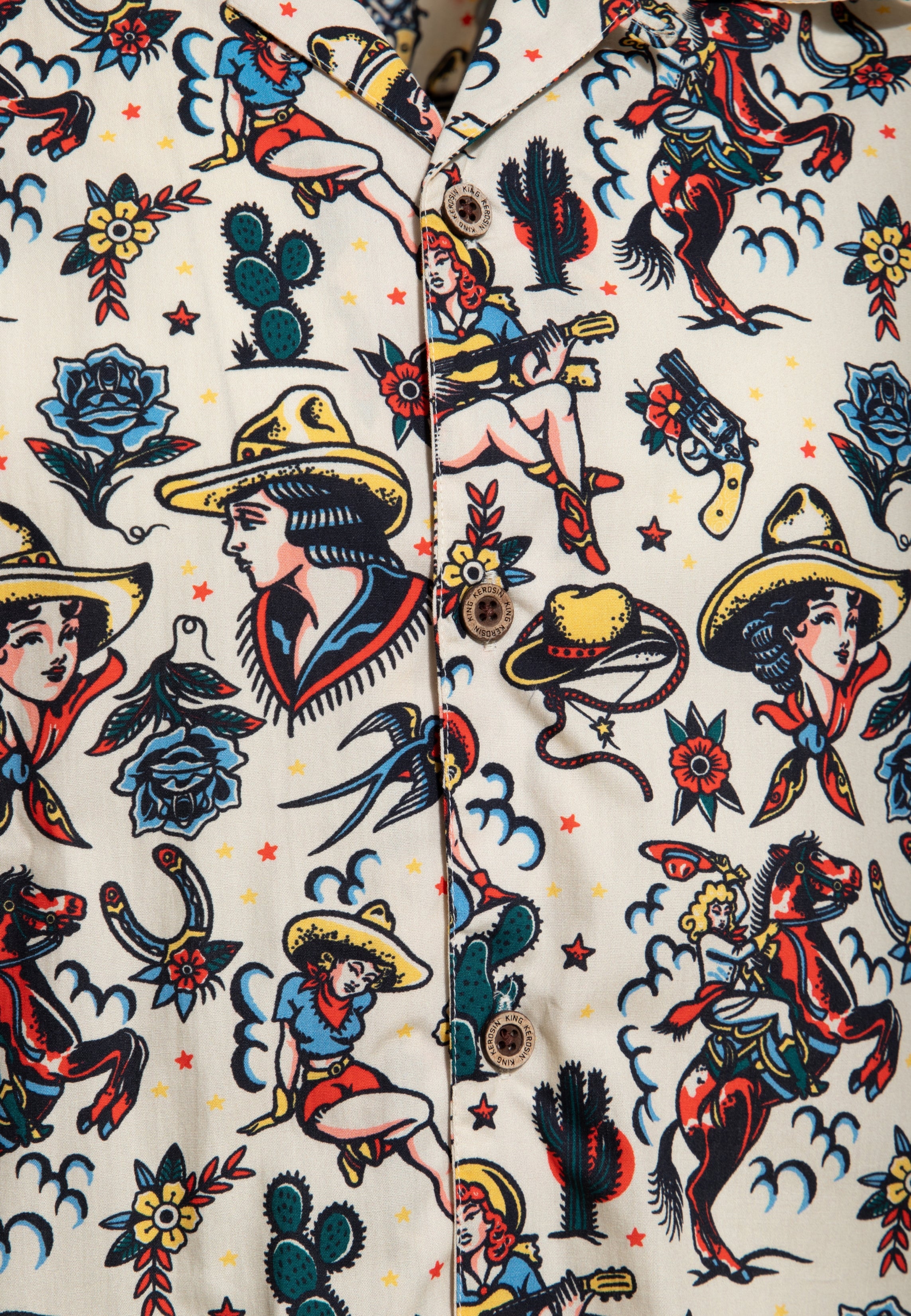 Hawaiihemd 'Cowgirl' in Offwhite Hemden - Kurzarm von King Kerosin