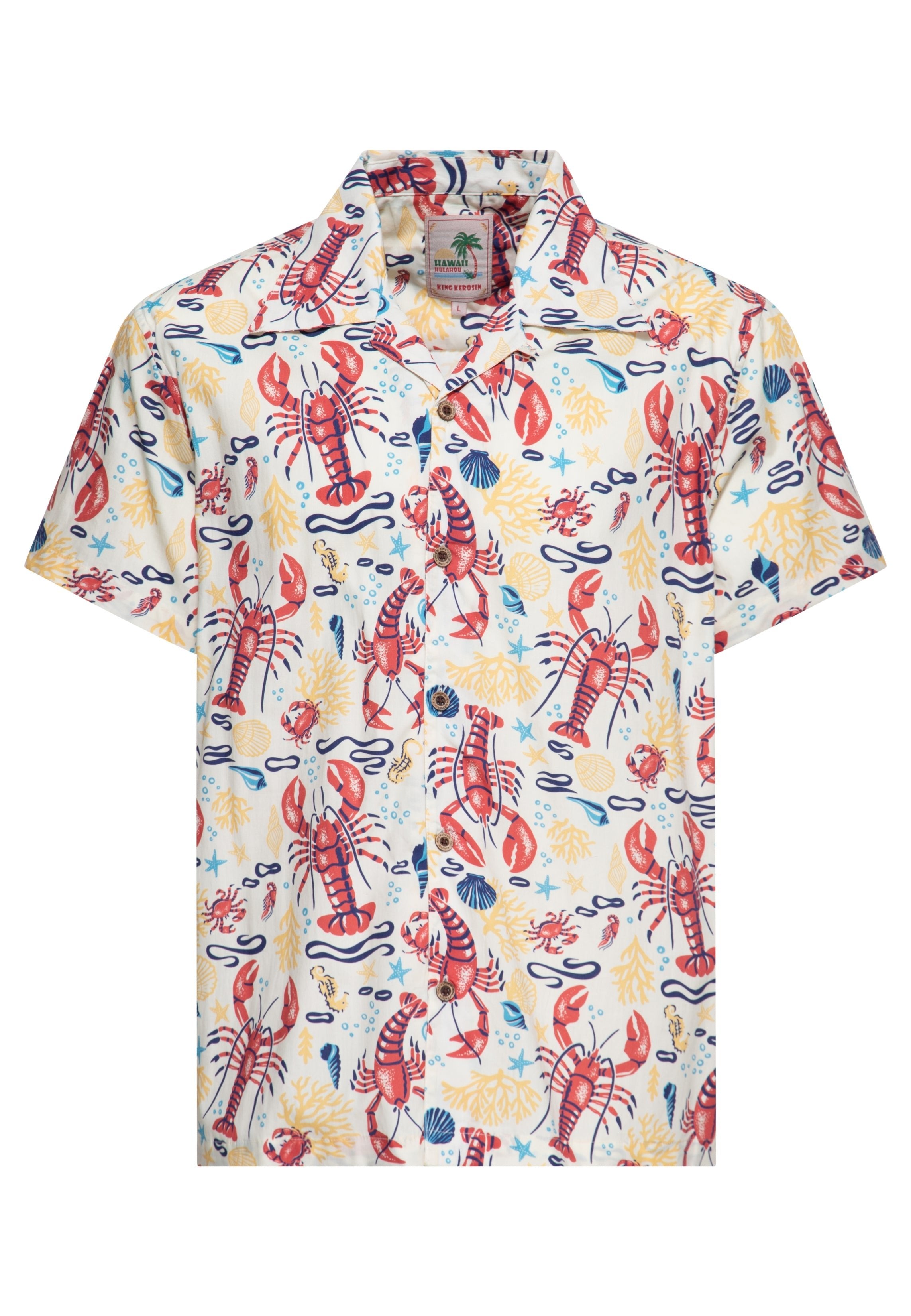 Hawaiihemd 'Deep Sea' in Offwhite Hemden - Kurzarm von King Kerosin