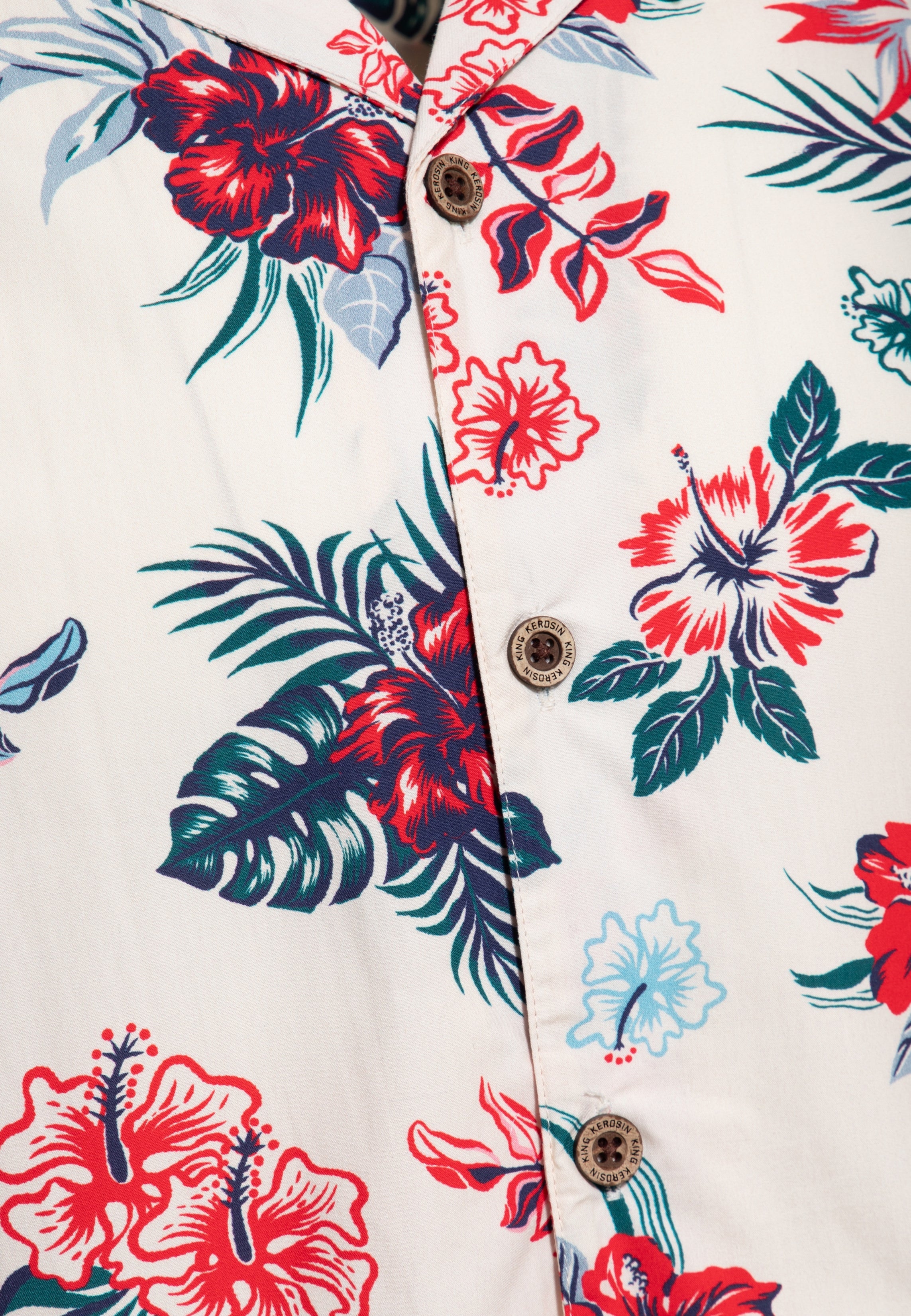 Hawaiihemd 'Hibiscus' in Offwhite Hemden - Kurzarm von King Kerosin