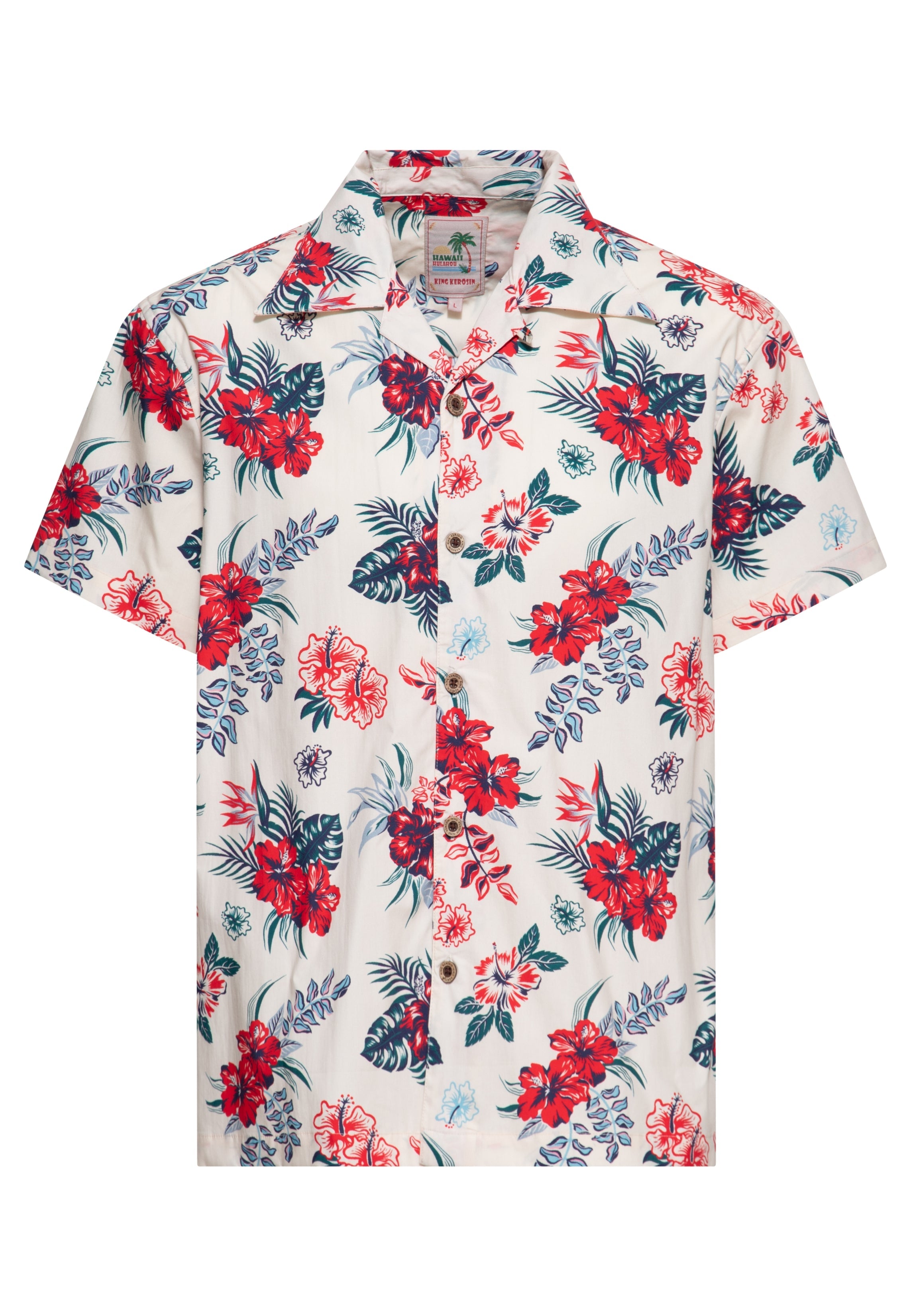 Hawaiihemd 'Hibiscus' in Offwhite Hemden - Kurzarm von King Kerosin