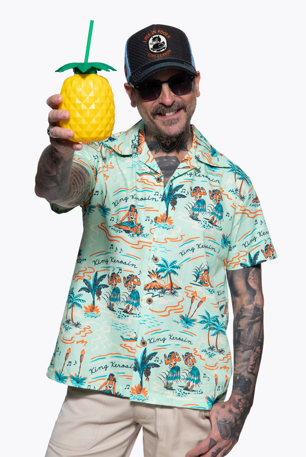 Hawaiihemd 'Hula Hawaii' in Mint Hemden - Kurzarm von King Kerosin