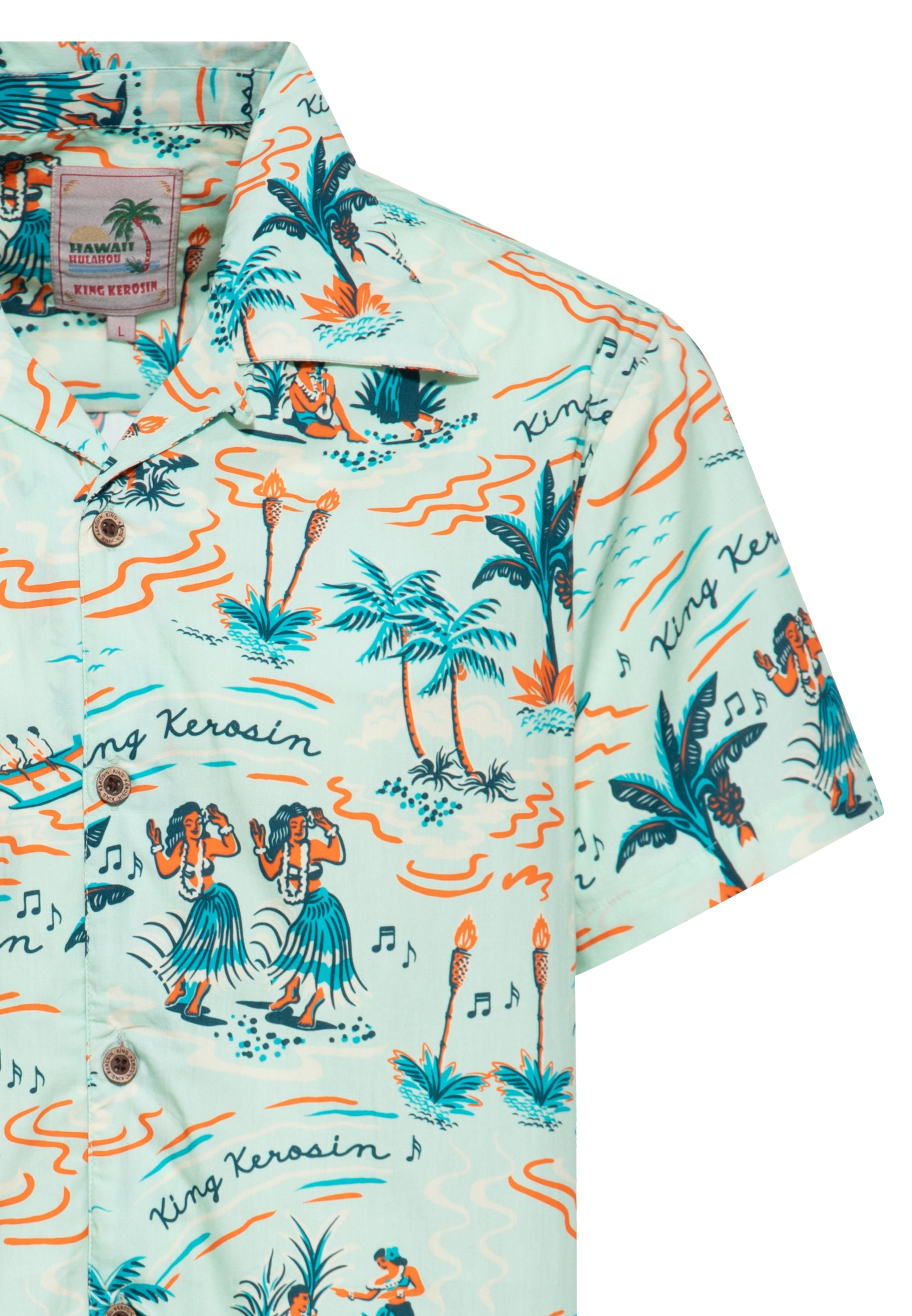Hawaiihemd 'Hula Hawaii' in Mint Hemden - Kurzarm von King Kerosin