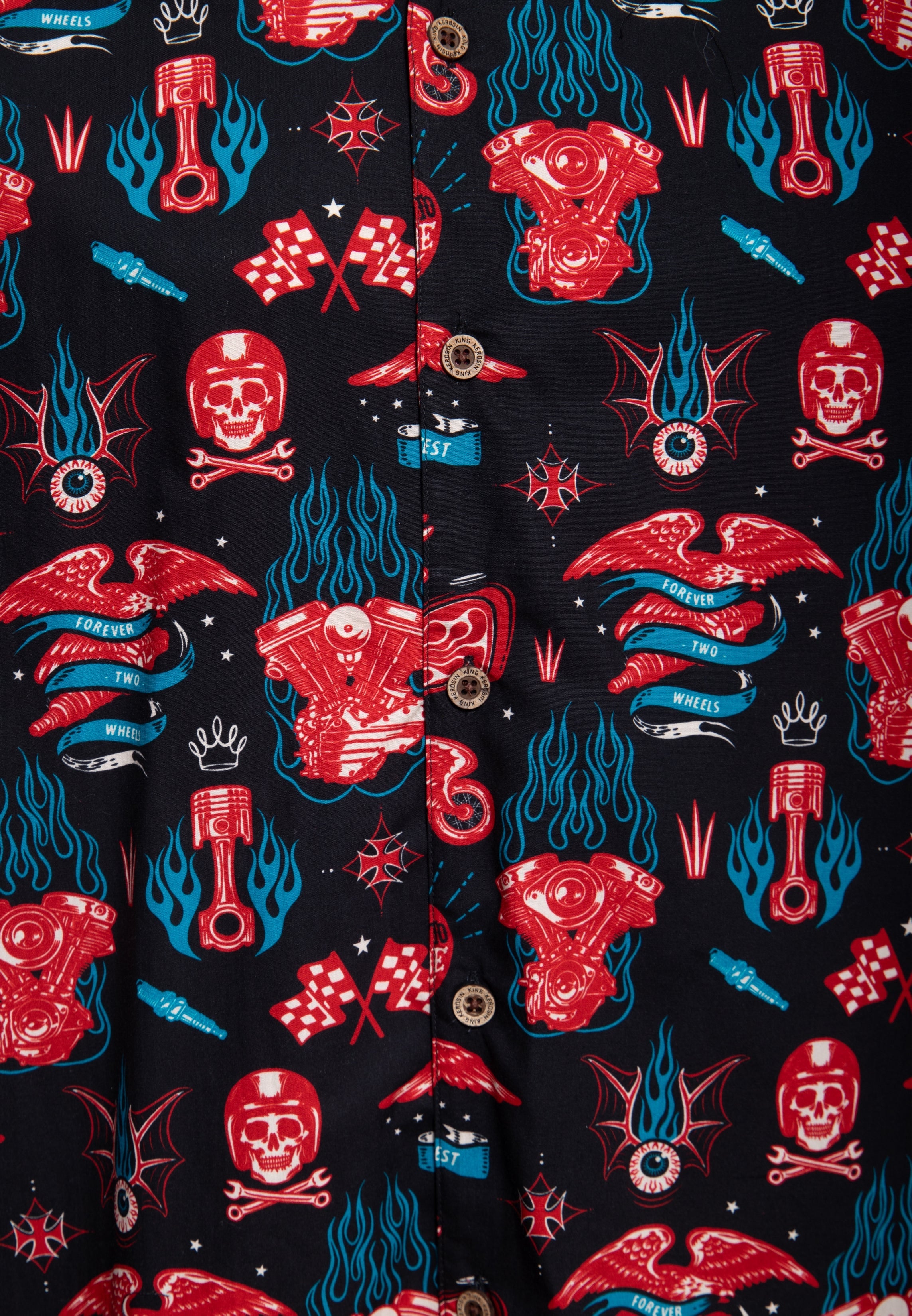 Hawaiihemd 'Kustom Kulture' in Schwarz Hemden - Kurzarm von King Kerosin