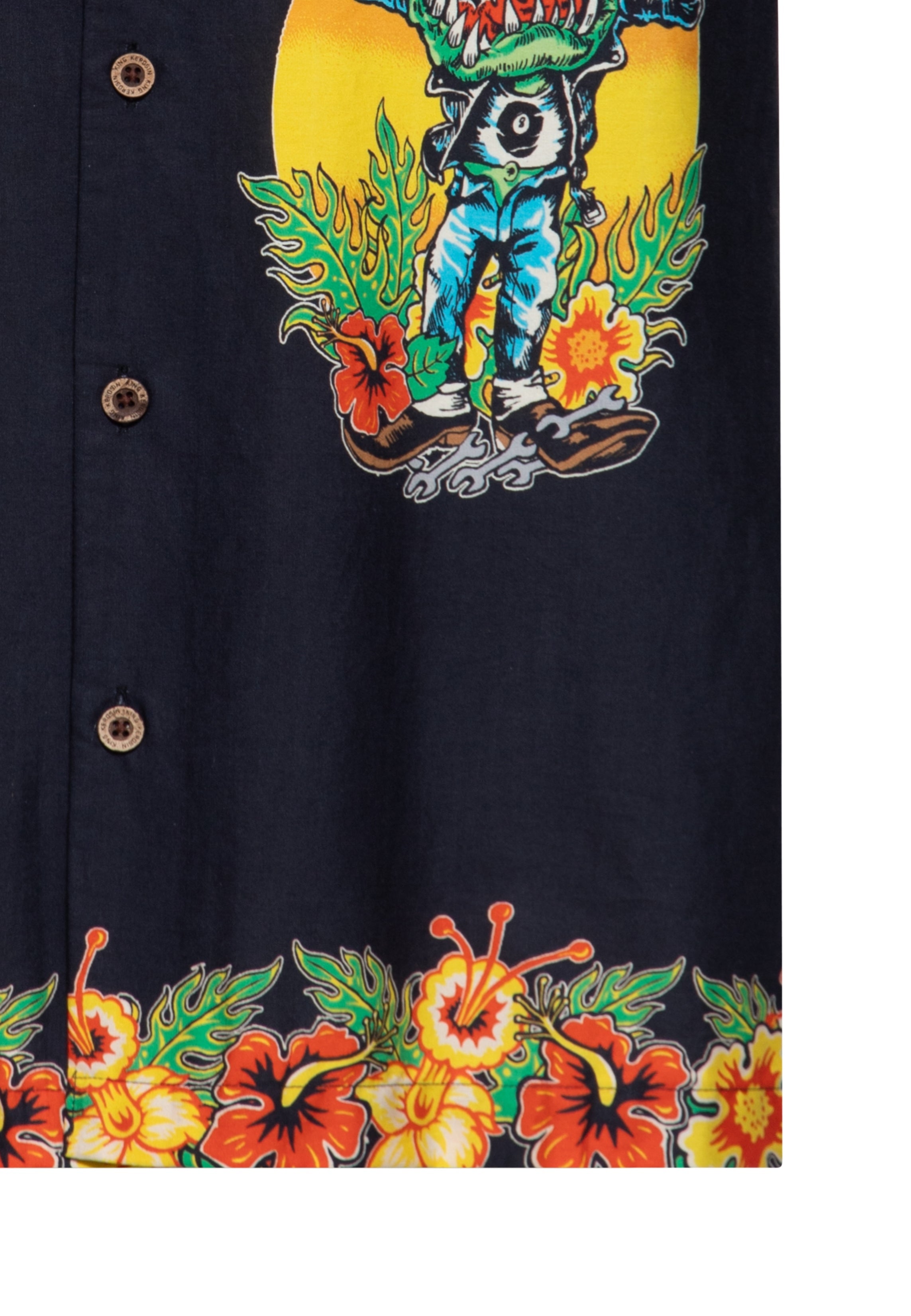 Hawaiihemd 'Lucky Monster' in Schwarz Hemden - Kurzarm von King Kerosin