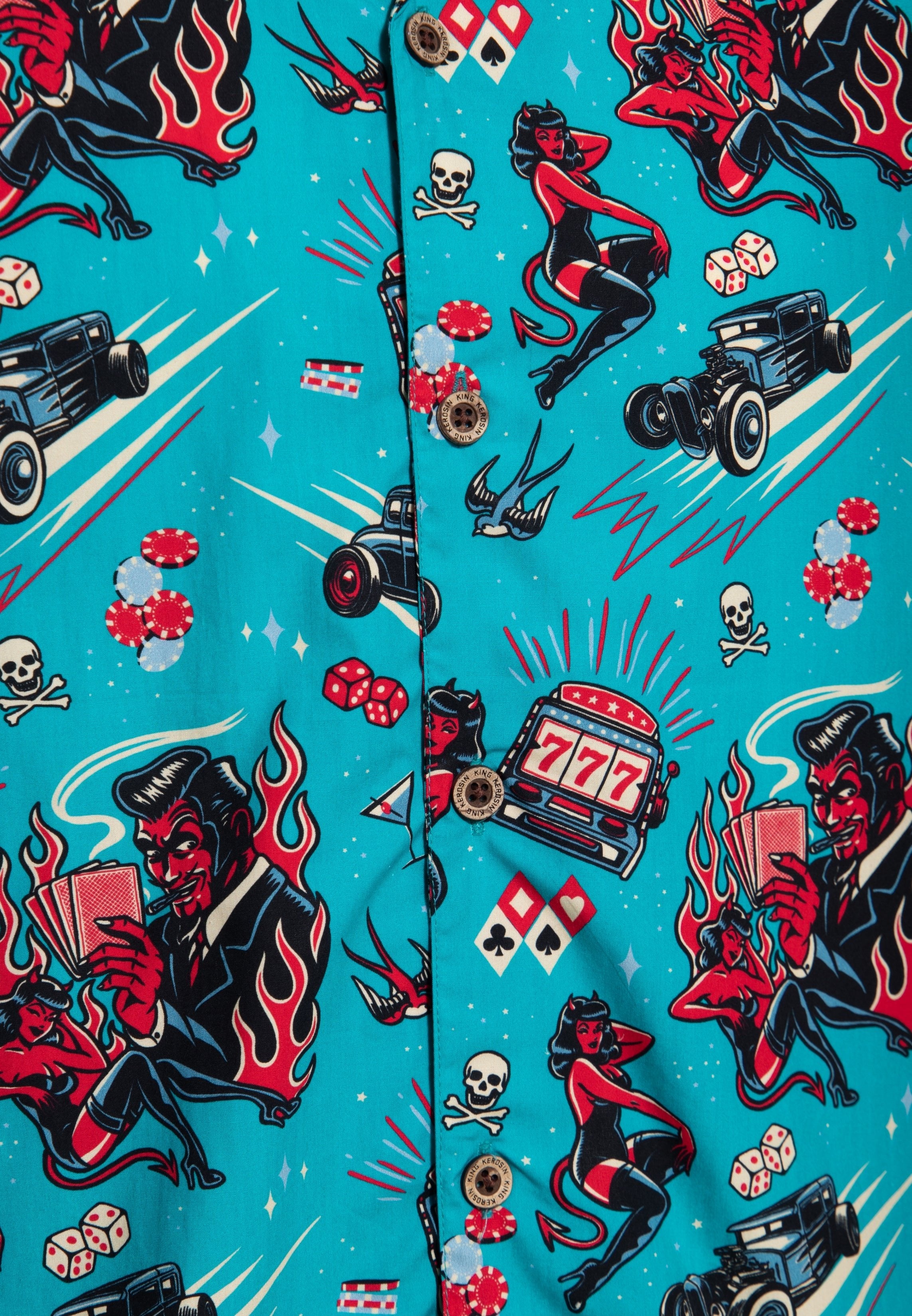Hawaiihemd 'Rockabilly Hot Devil' in Blau Hemden - Kurzarm von King Kerosin