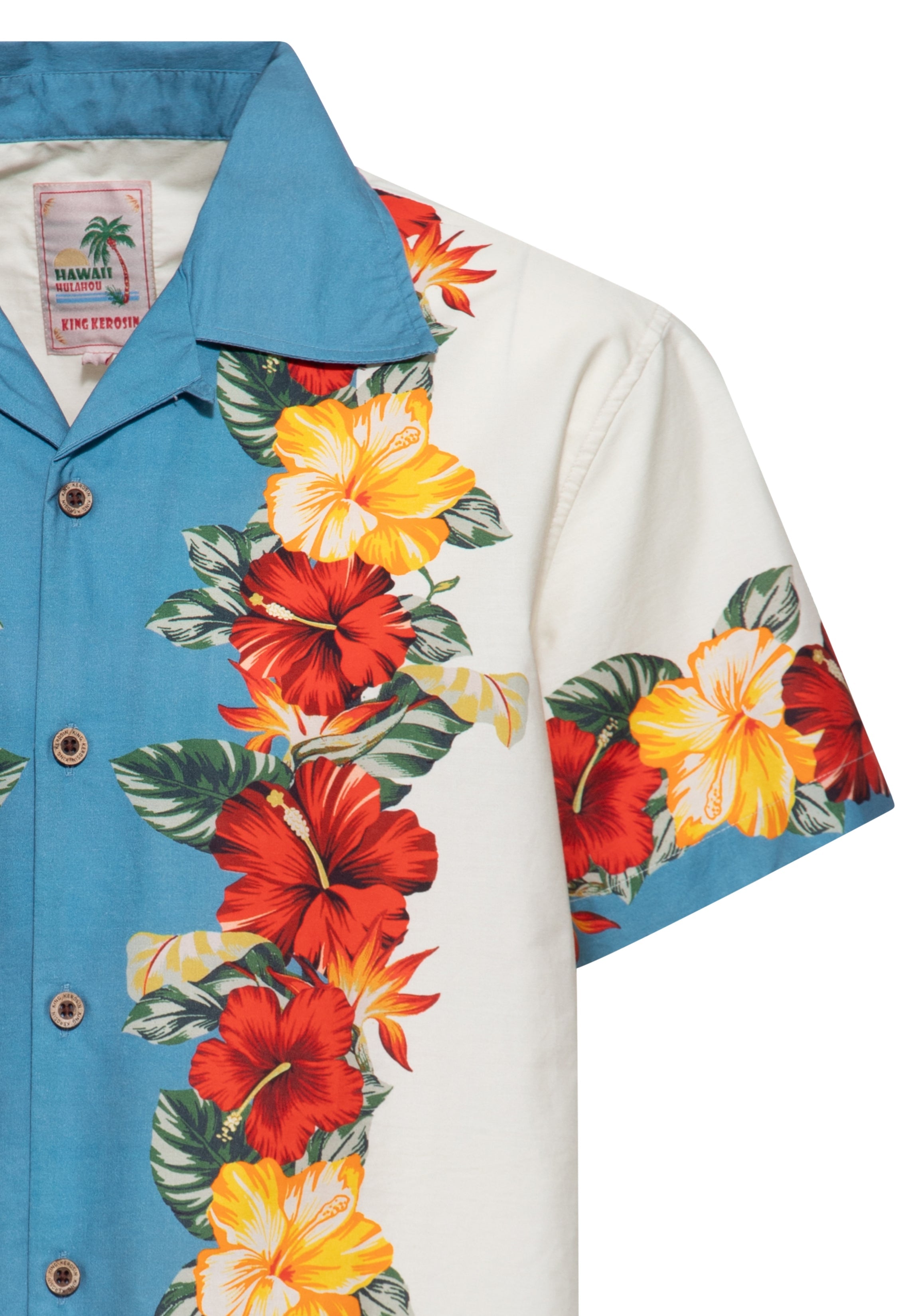 Hawaiihemd 'Tropical Flowers' in Beige Hemden - Kurzarm von King Kerosin