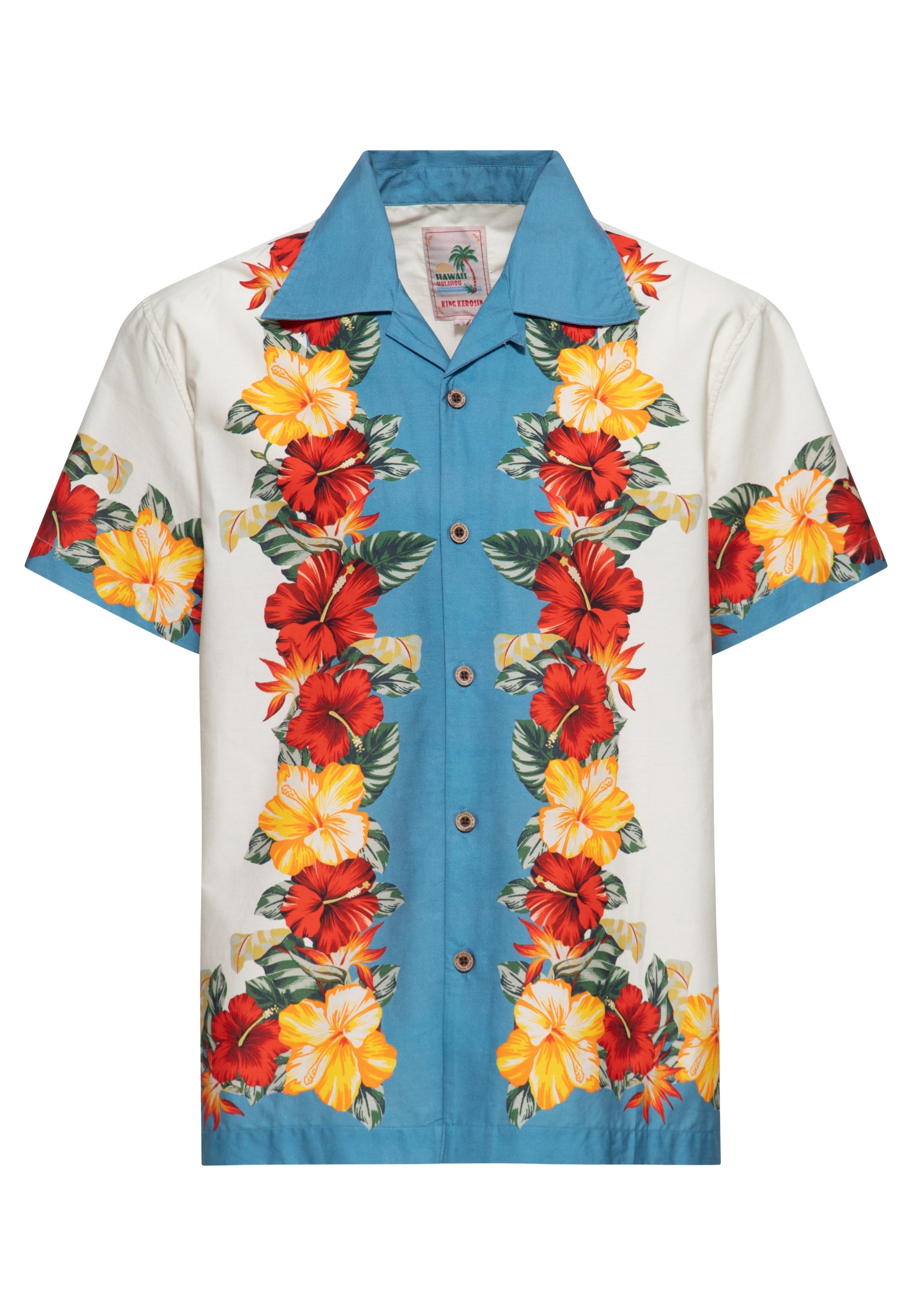 Hawaiihemd 'Tropical Flowers' in Beige Hemden - Kurzarm von King Kerosin