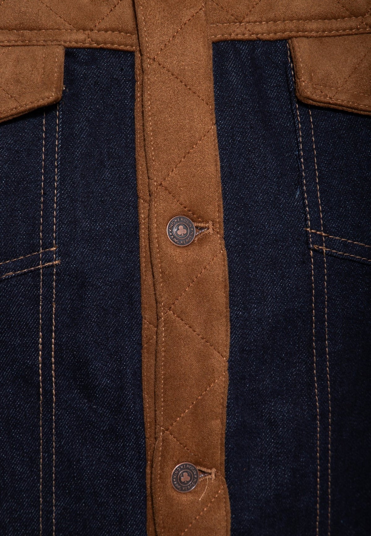 Herren Denim Steppweste in Navy – Weste von King Kerosin - Ansicht 5