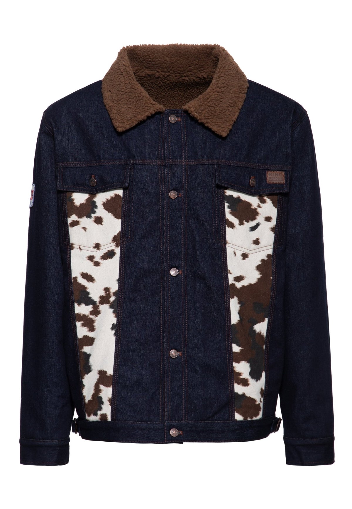 Herren Jacke mit Cowhide-Look Panels in Blue Wash – Jacke von King Kerosin - Ansicht 1