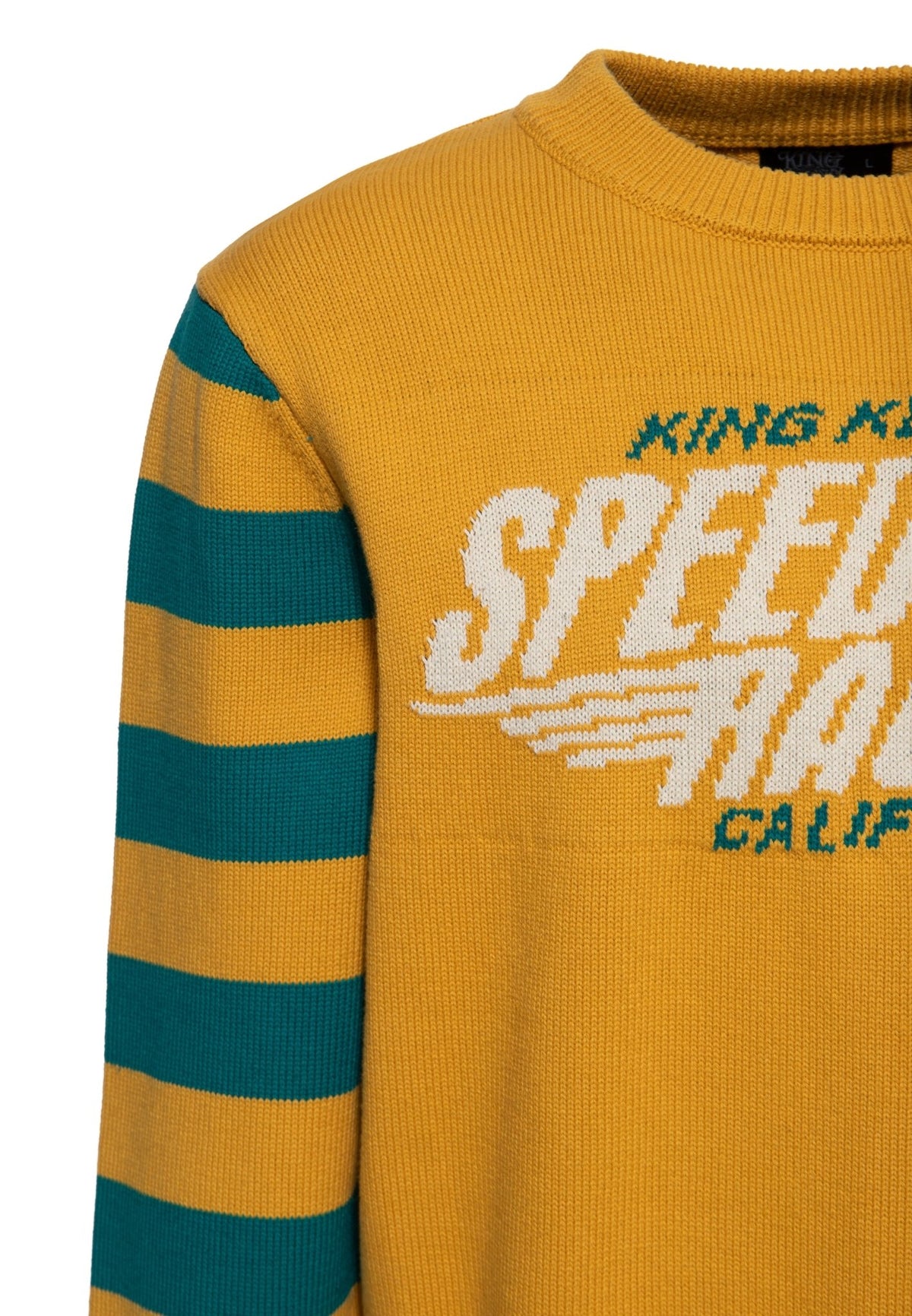 Herren Strickpullover "Speedway Racers" in Dark Senf – Strickpullover von King Kerosin - Ansicht 3