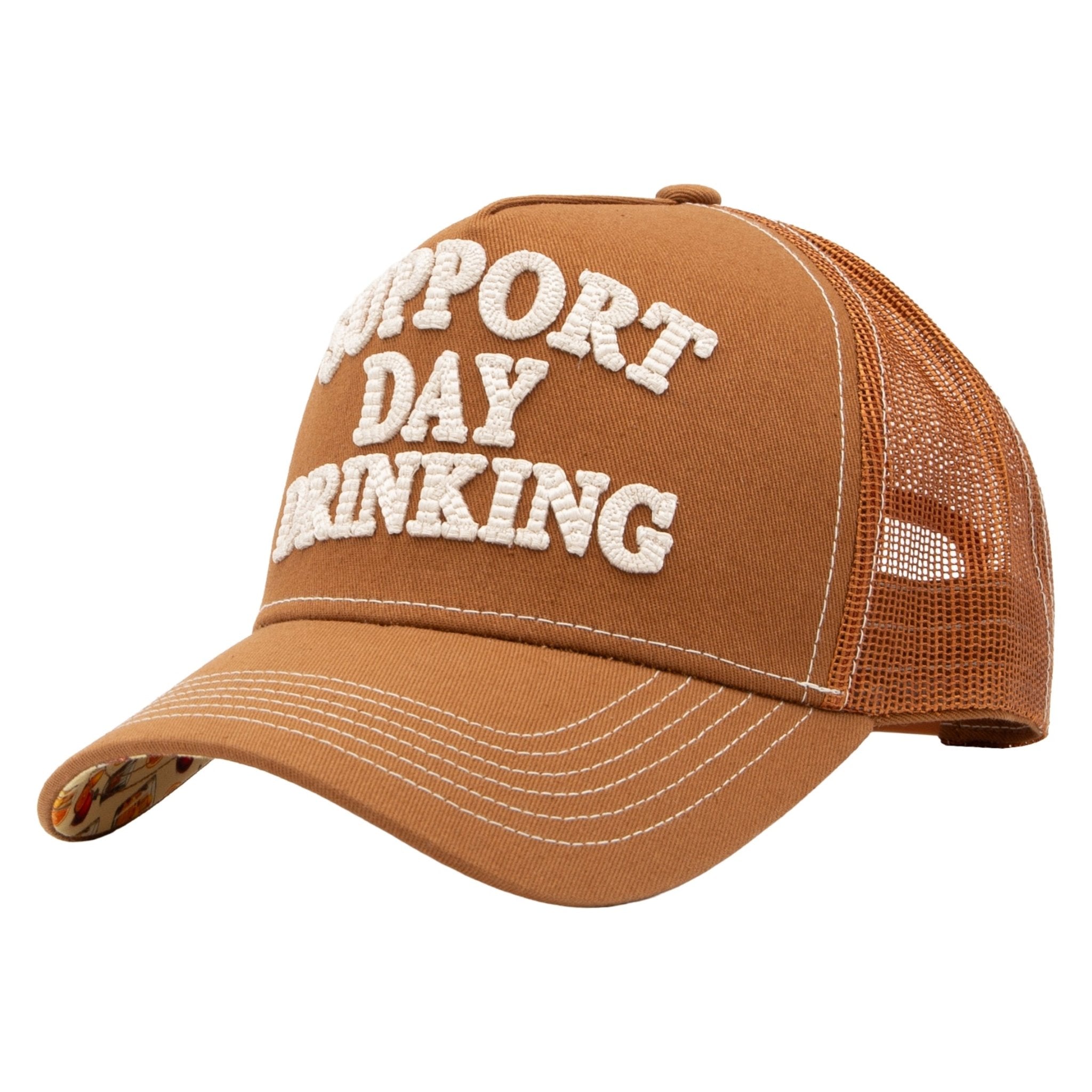 Herren Trucker Cap "Support Day Drinking" in Brown – Cap von King Kerosin - Ansicht 1