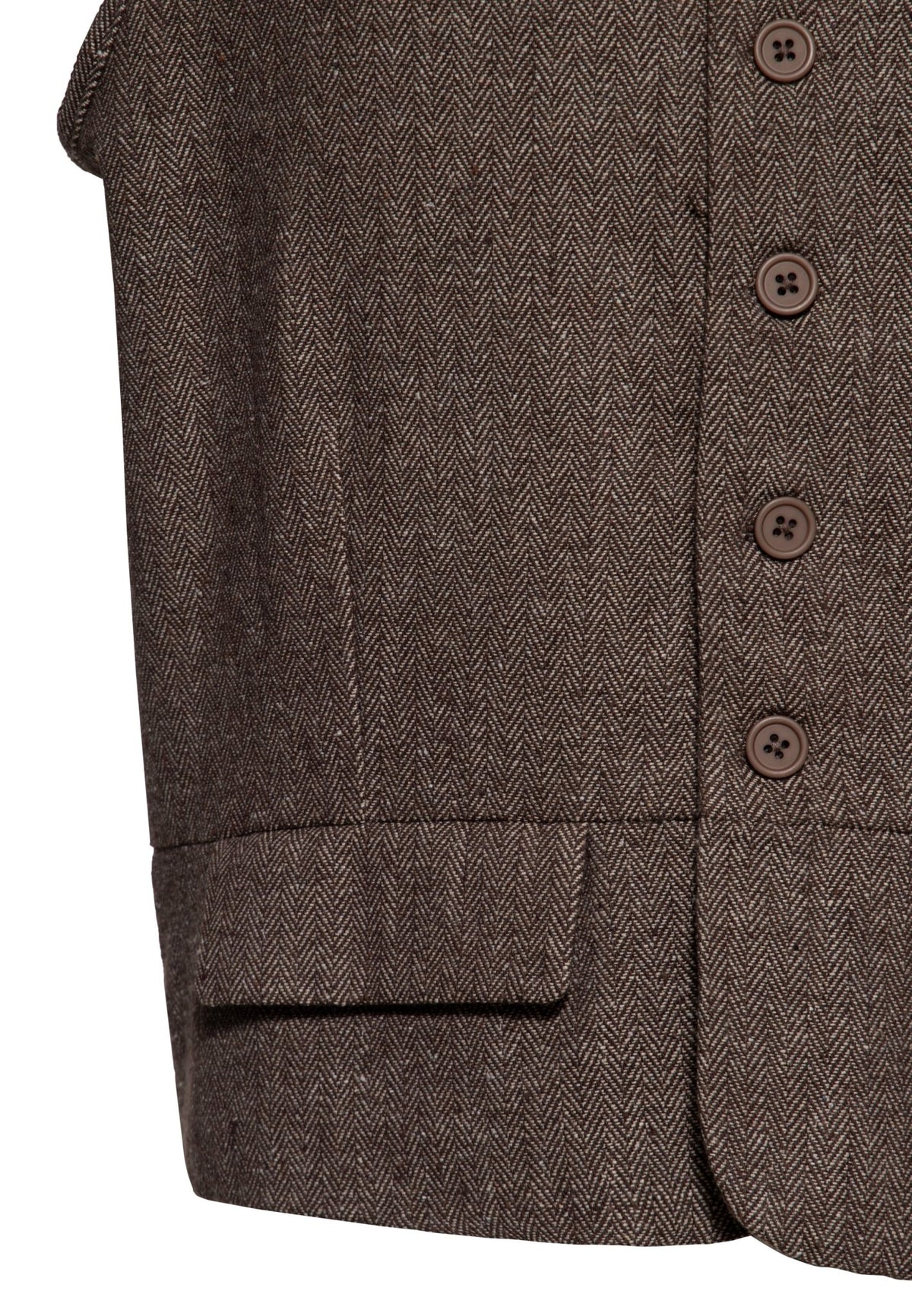 Herren Vintage Weste in herringbone in Brown – Weste von King Kerosin - Ansicht 5