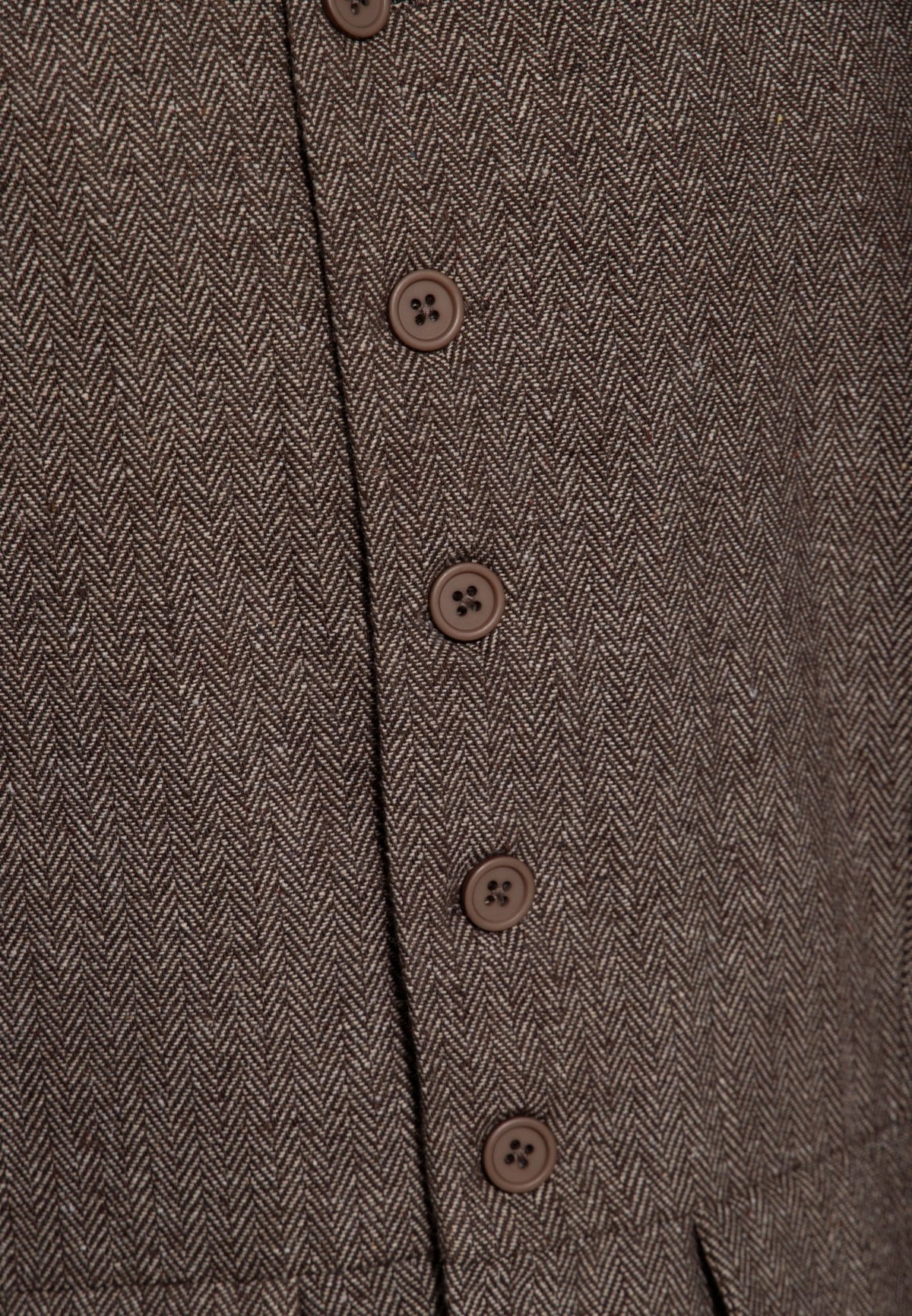Herren Vintage Weste in herringbone in Brown – Weste von King Kerosin - Ansicht 4