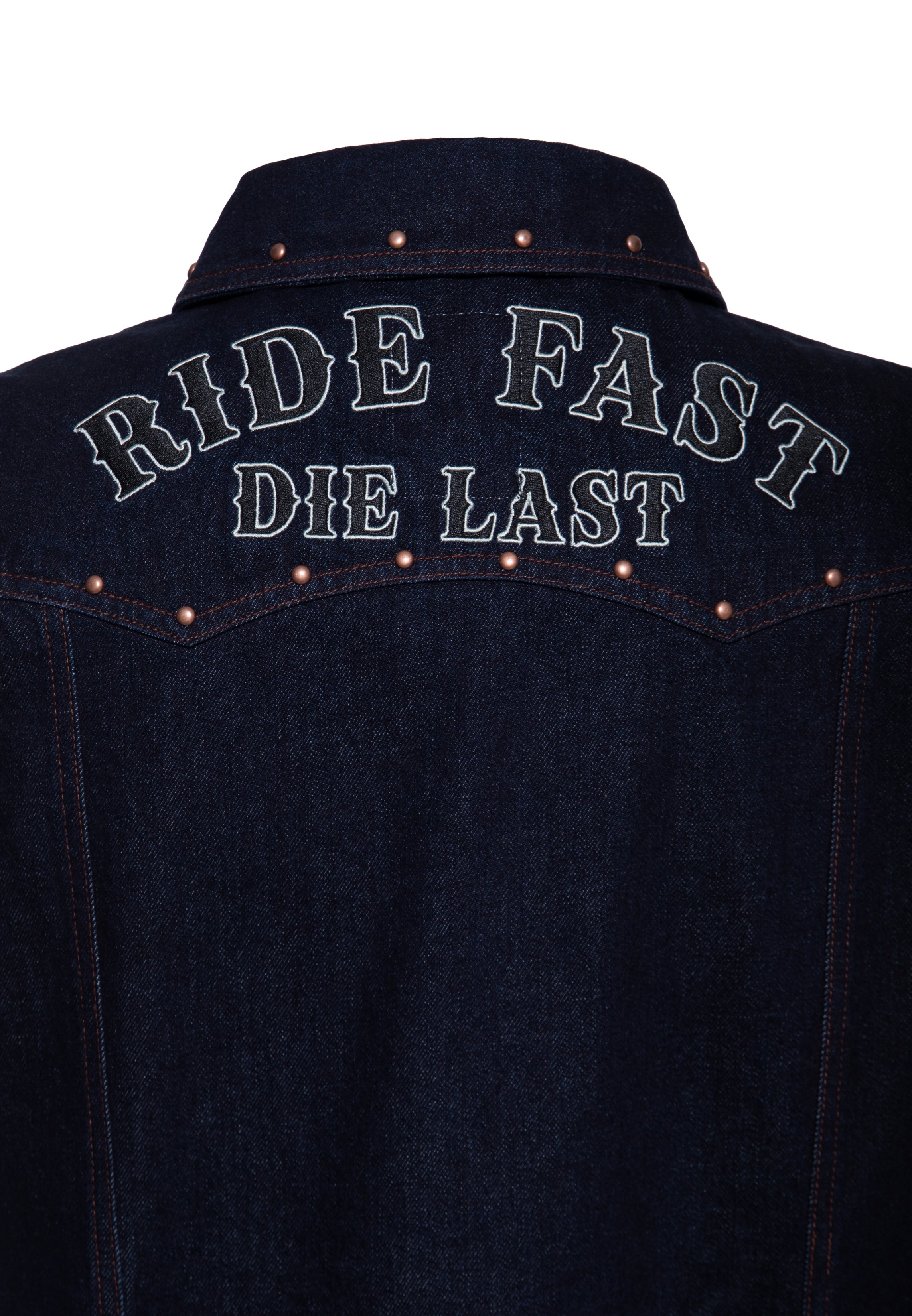 Jeansweste 'Ride Fast Die Last' in Denim Westen von King Kerosin