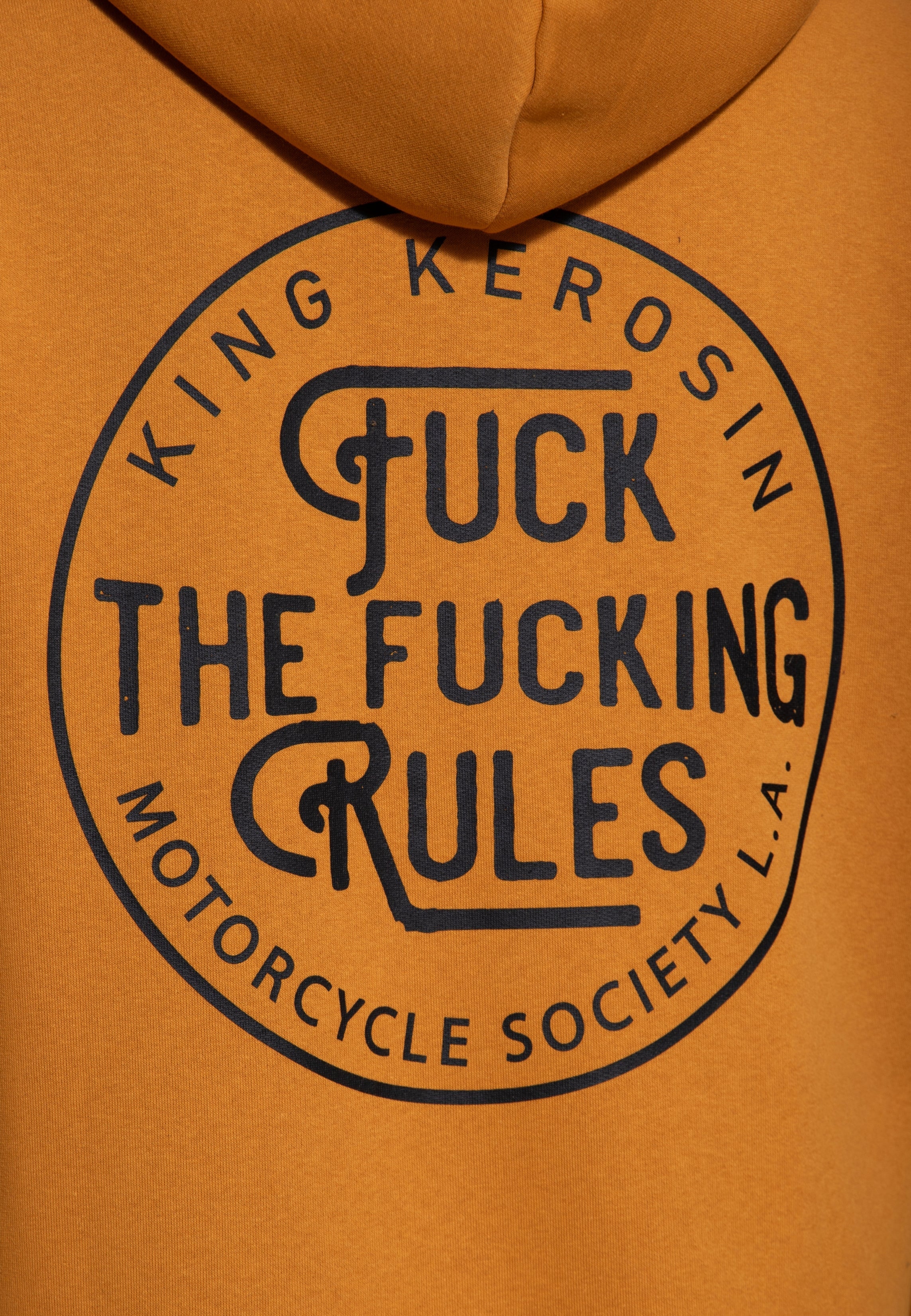 Kapuzensweatjacke 'Fuck The Fucking Rules' in Senf Sweatjacken von King Kerosin