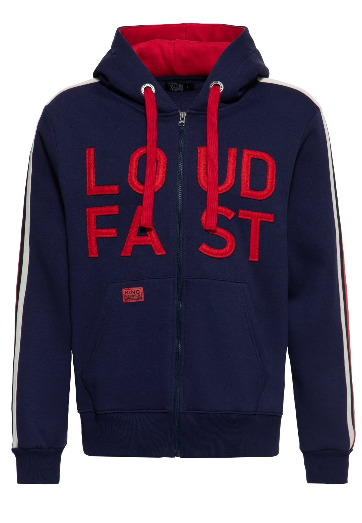 Kapuzensweatjacke 'Loud Fast' in Dunkelblau – Sweatjacken von King Kerosin - Ansicht 1