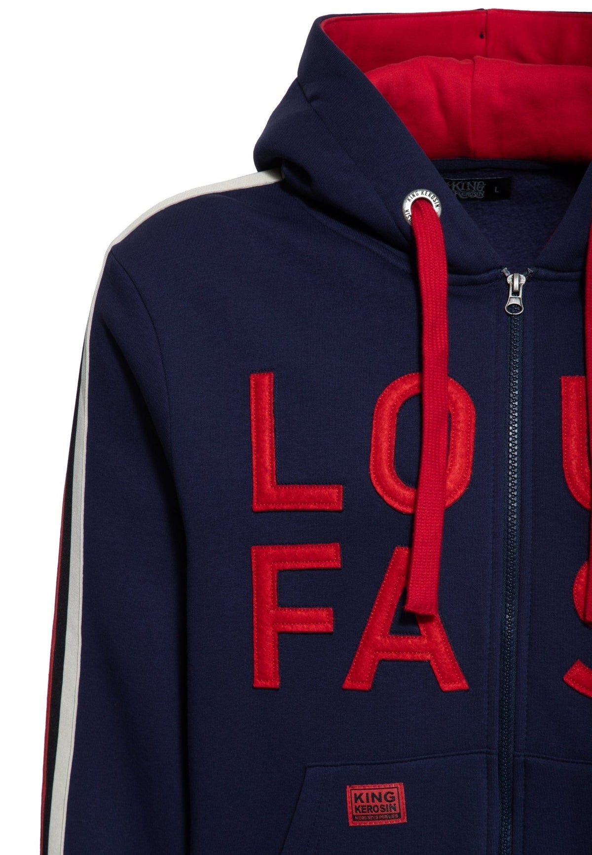 Kapuzensweatjacke 'Loud Fast' in Dunkelblau – Sweatjacken von King Kerosin - Ansicht 4