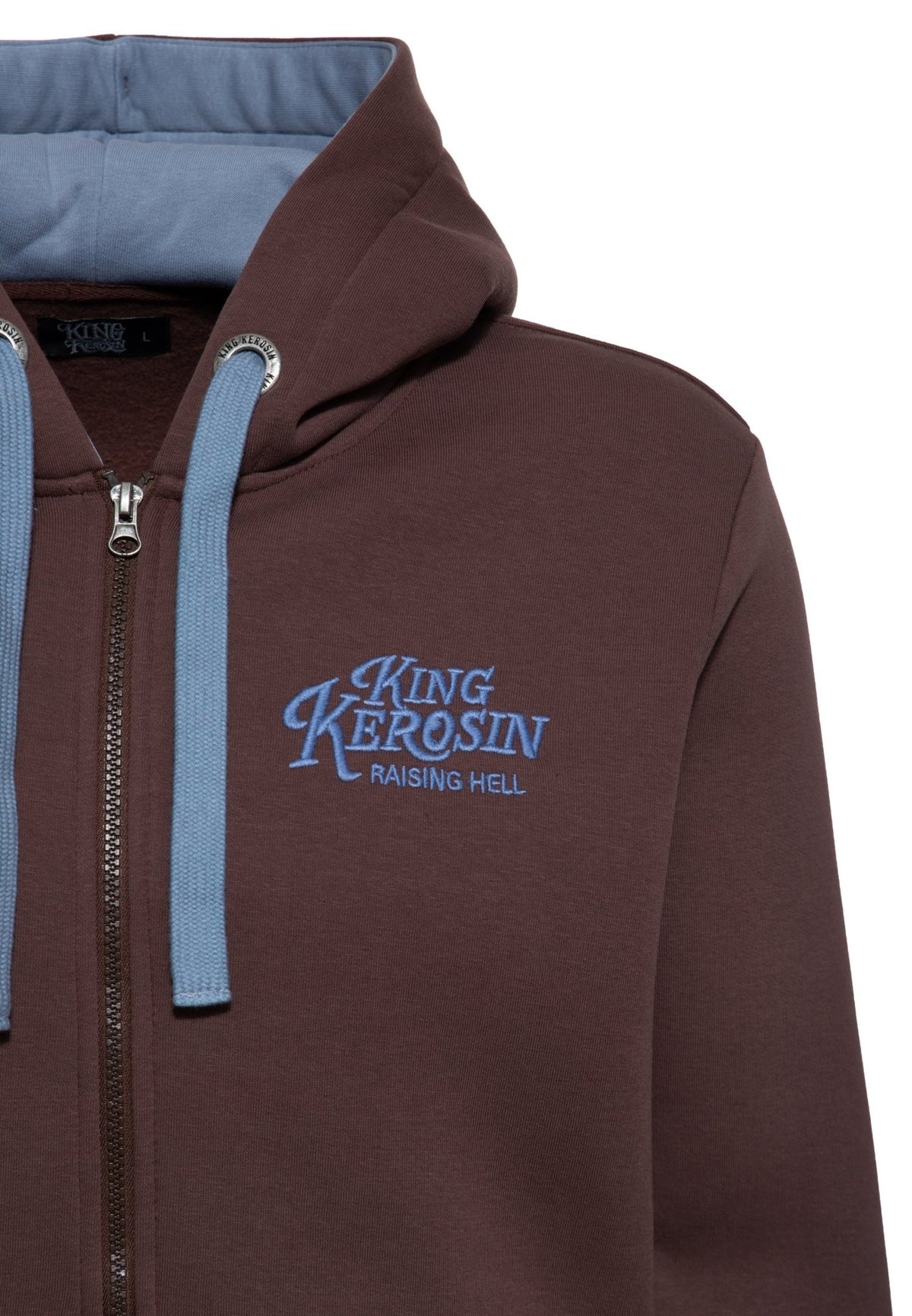 Kapuzensweatjacke 'Raising Hell' in Dunkelbraun – Sweatjacken von King Kerosin - Ansicht 3