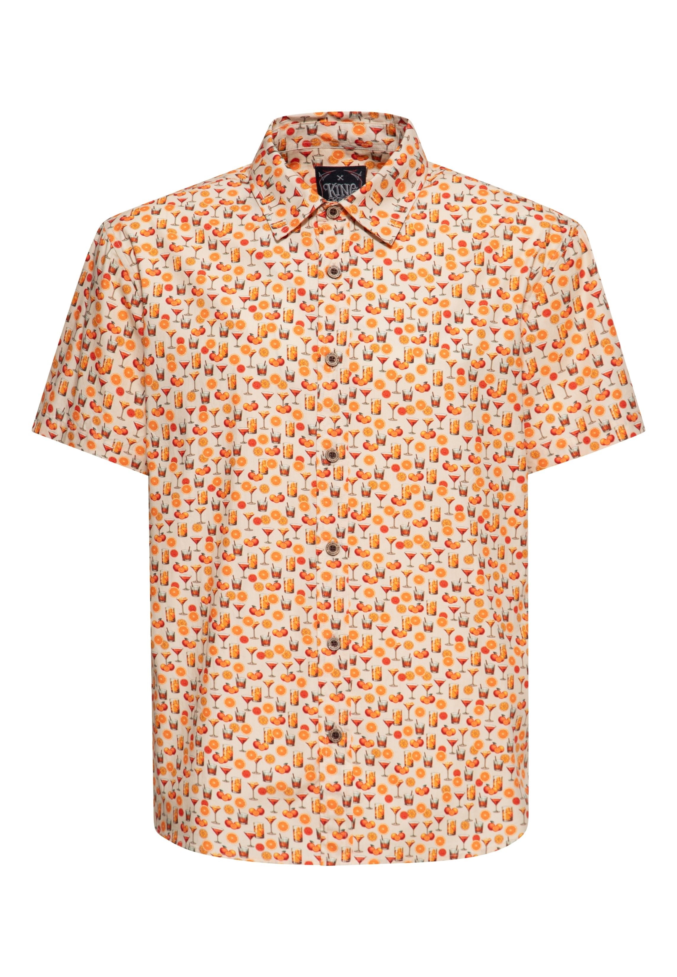Kurzarmhemd 'Citrus Cocktail' in Orange Hemden - Kurzarm von King Kerosin