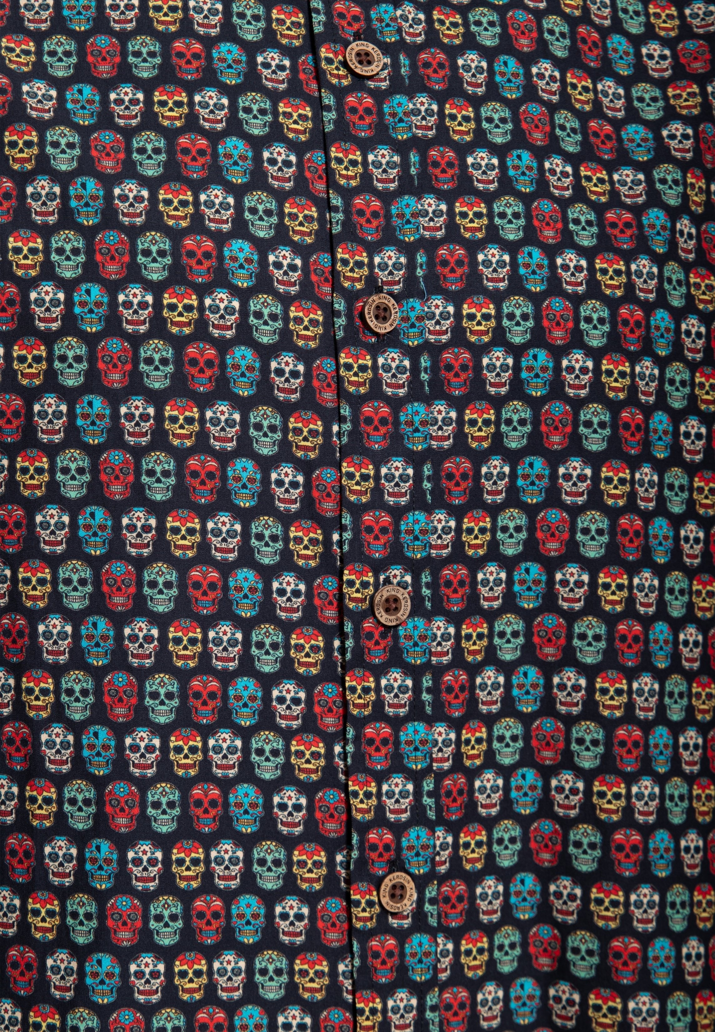 Kurzarmhemd 'Sugar Skull' in Schwarz Hemden - Kurzarm von King Kerosin