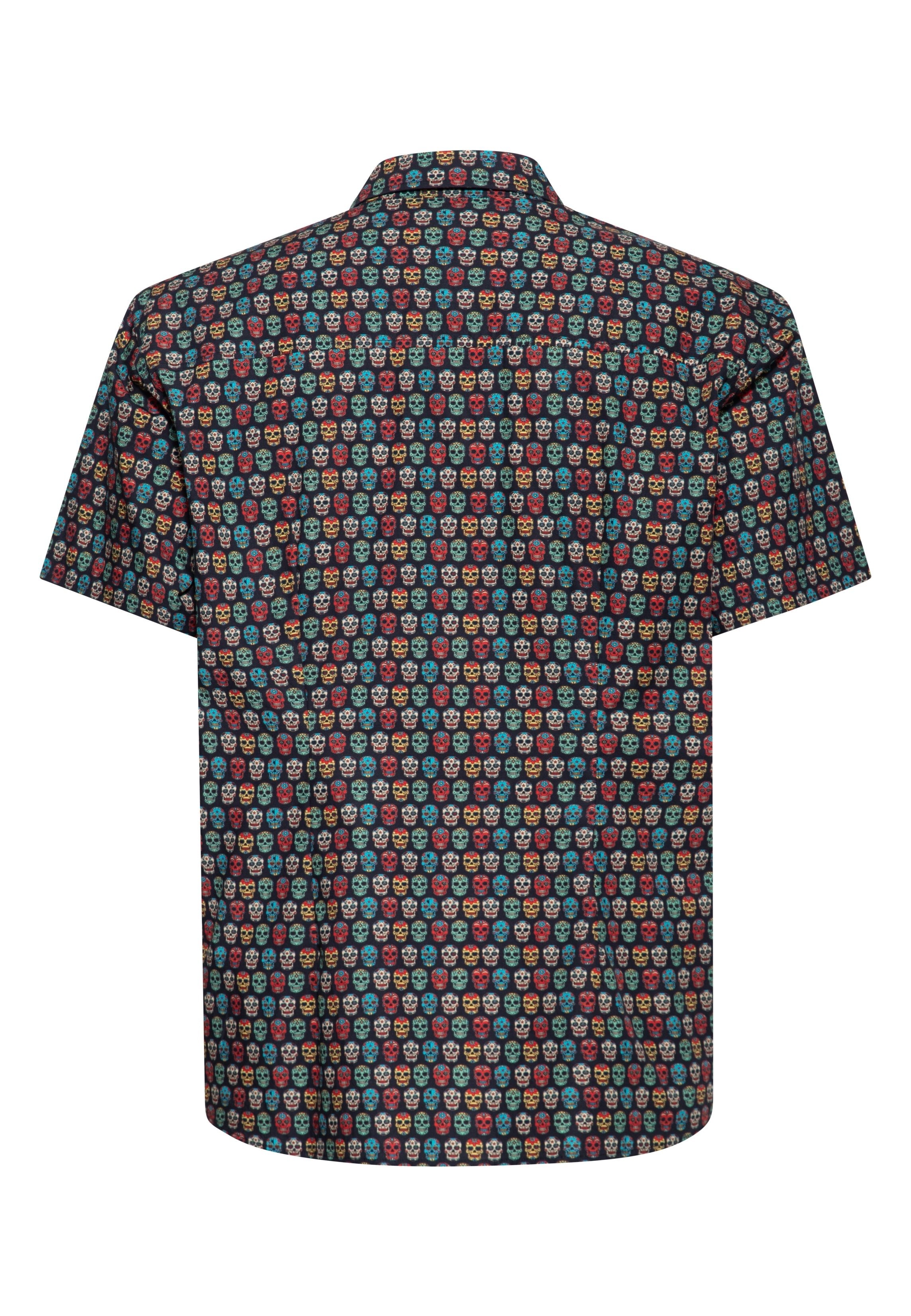 Kurzarmhemd 'Sugar Skull' in Schwarz Hemden - Kurzarm von King Kerosin