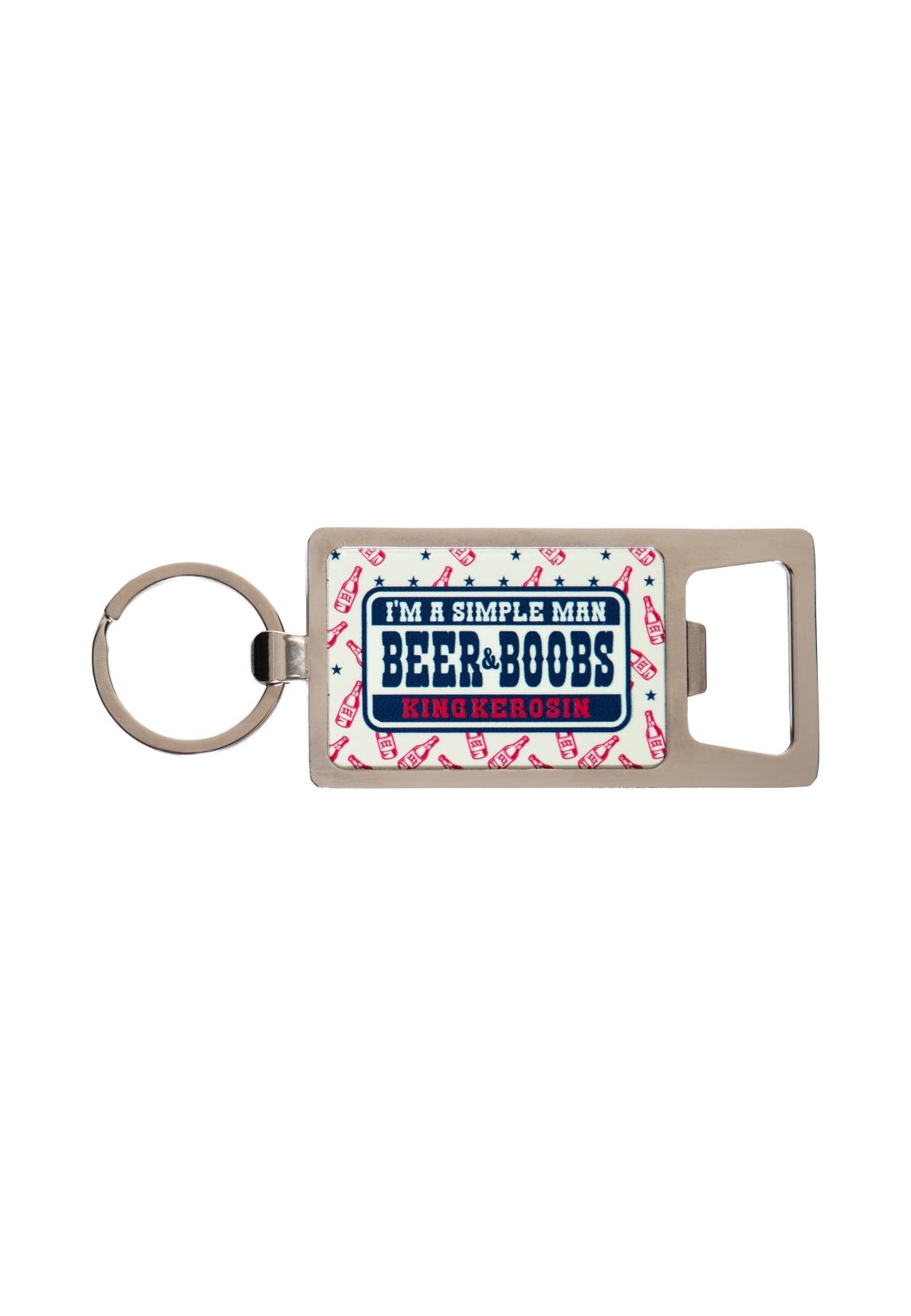 Schlüsselanhänger mit Flaschenöffner 'Beer & Boobs' in Offwhite – Schlüsselanhänger von King Kerosin - Ansicht 1
