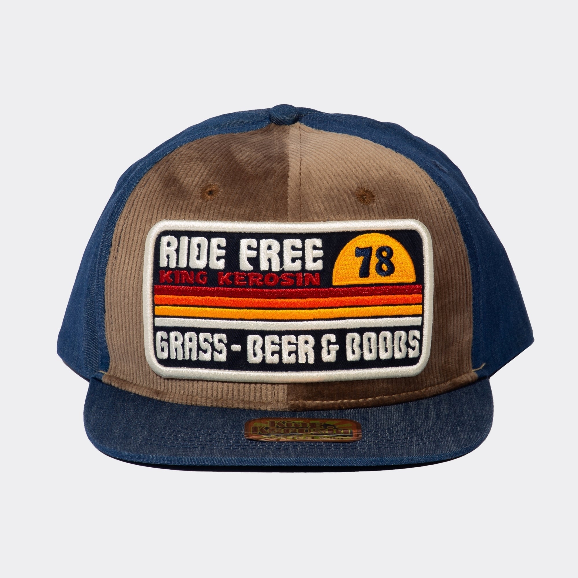Snapback Cap mit Cord-Front «Ride Free» Snapback Cap von King Kerosin