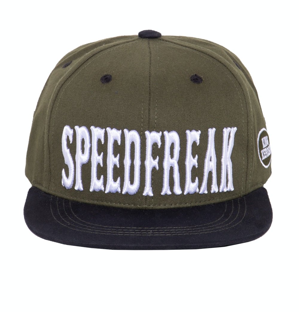 Snapback Cap mit Print auf der Schirmunterseite und Stickerei in der Front «Speedfreak» Snapback Cap von King Kerosin
