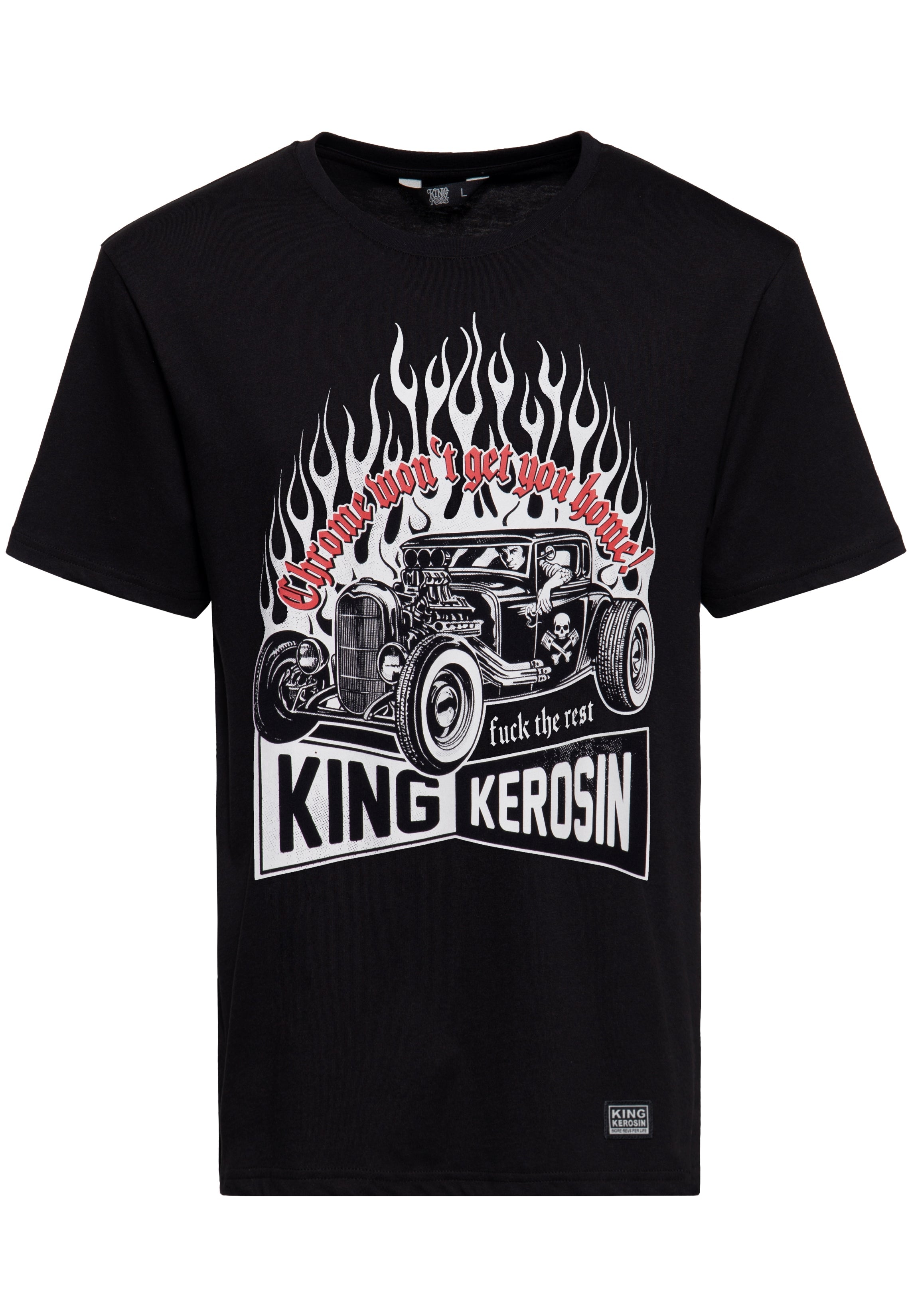 T-Shirt 'Chrome Won't Get You Home' in Schwarz T-Shirts von King Kerosin