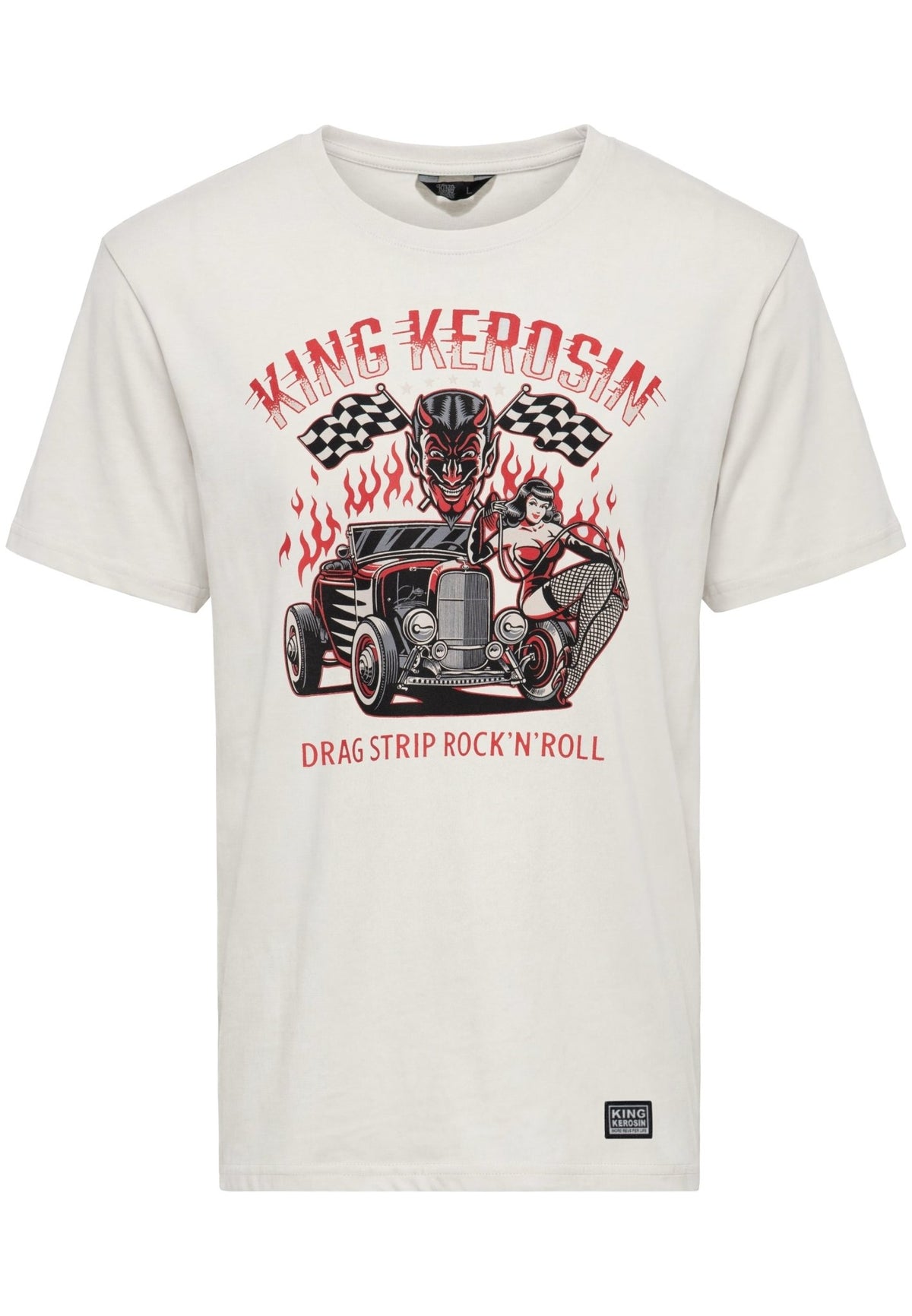 T-Shirt 'Dragstrip' in Offwhite – T-Shirts von King Kerosin - Ansicht 1