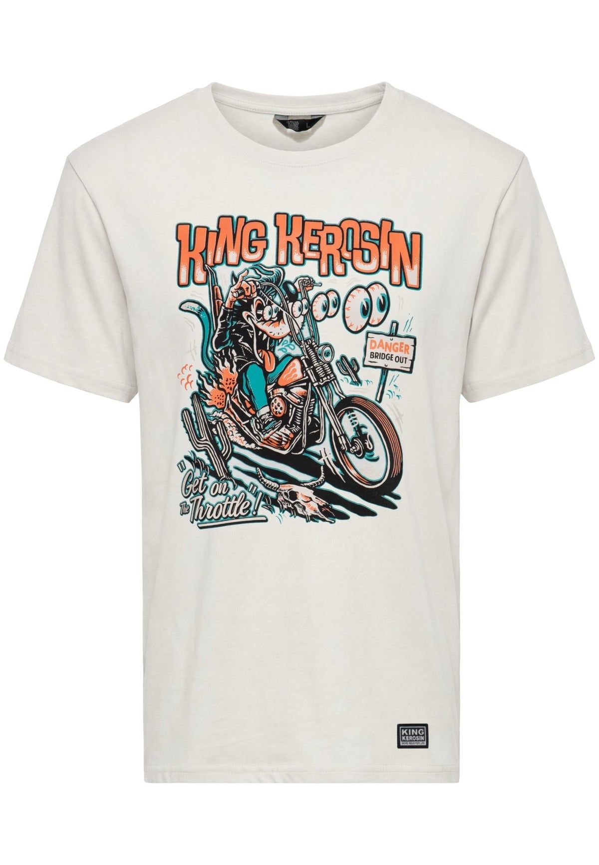 T-Shirt 'Get on the Throttle' in Offwhite – T-Shirts von King Kerosin - Ansicht 1