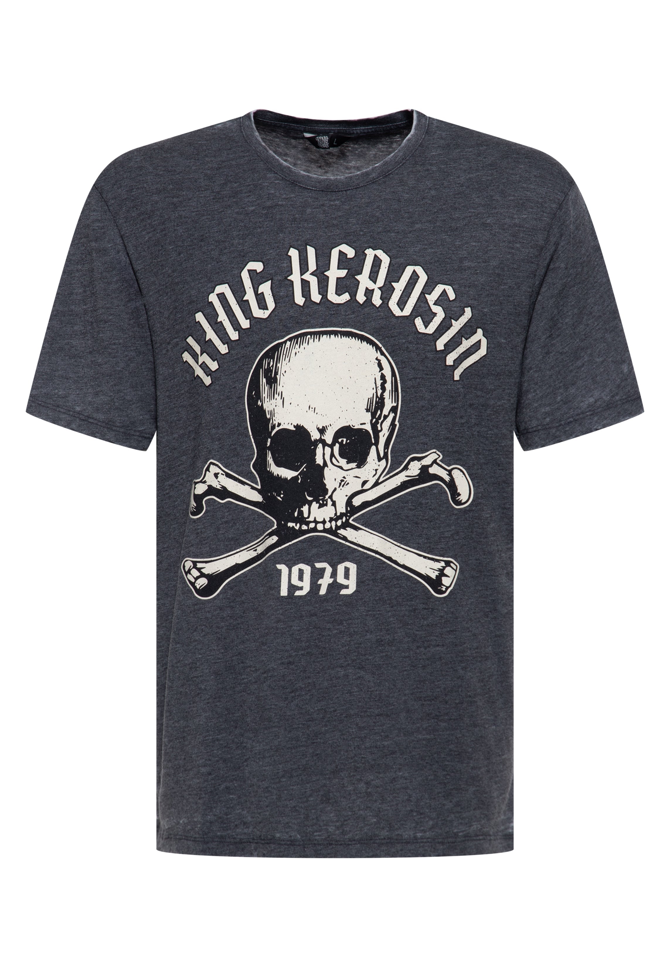 T-Shirt 'Skull 1979' in Grau T-Shirts von King Kerosin