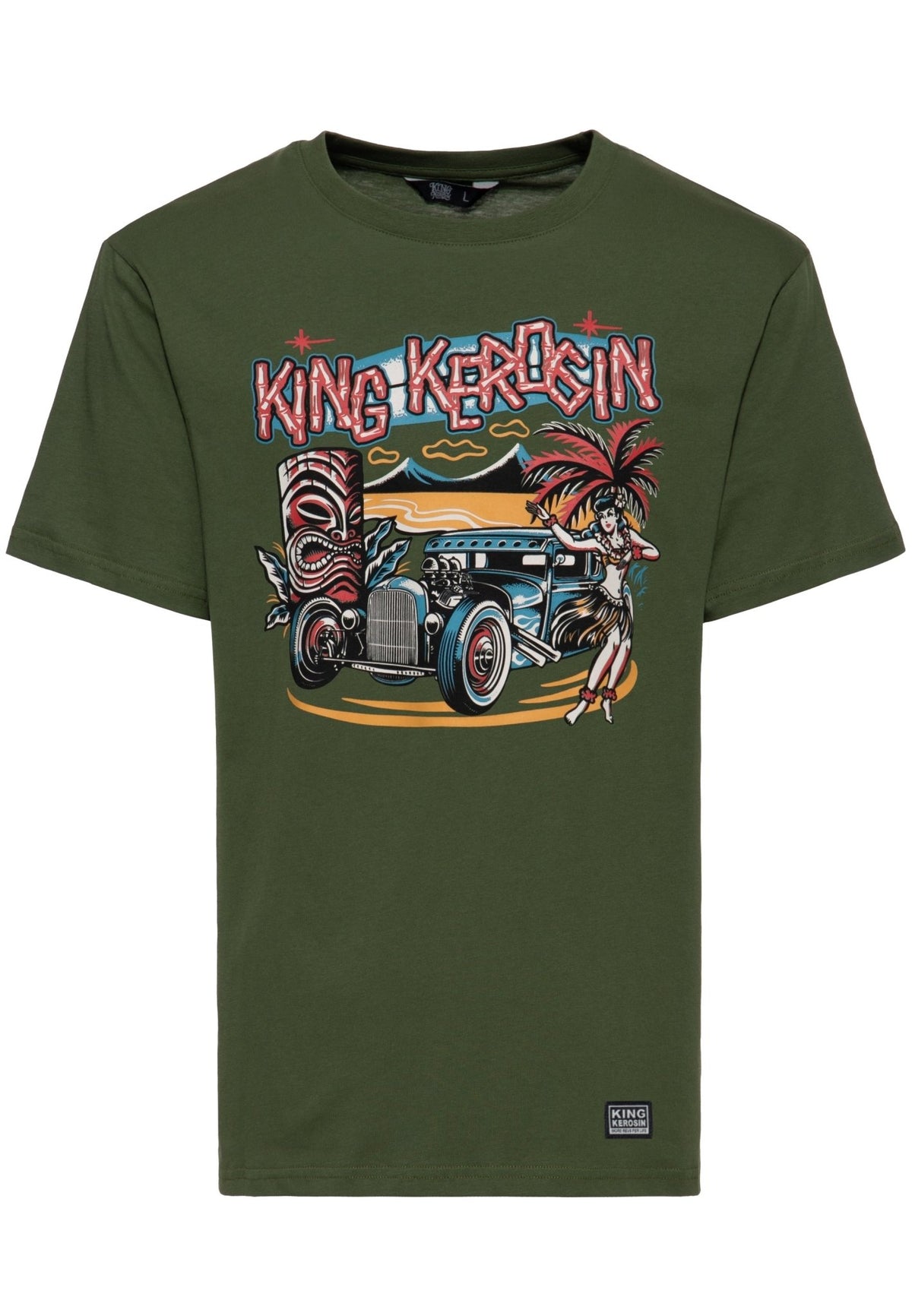 T-Shirt 'Tiki' in Olivgrün – T-Shirts von King Kerosin - Ansicht 1